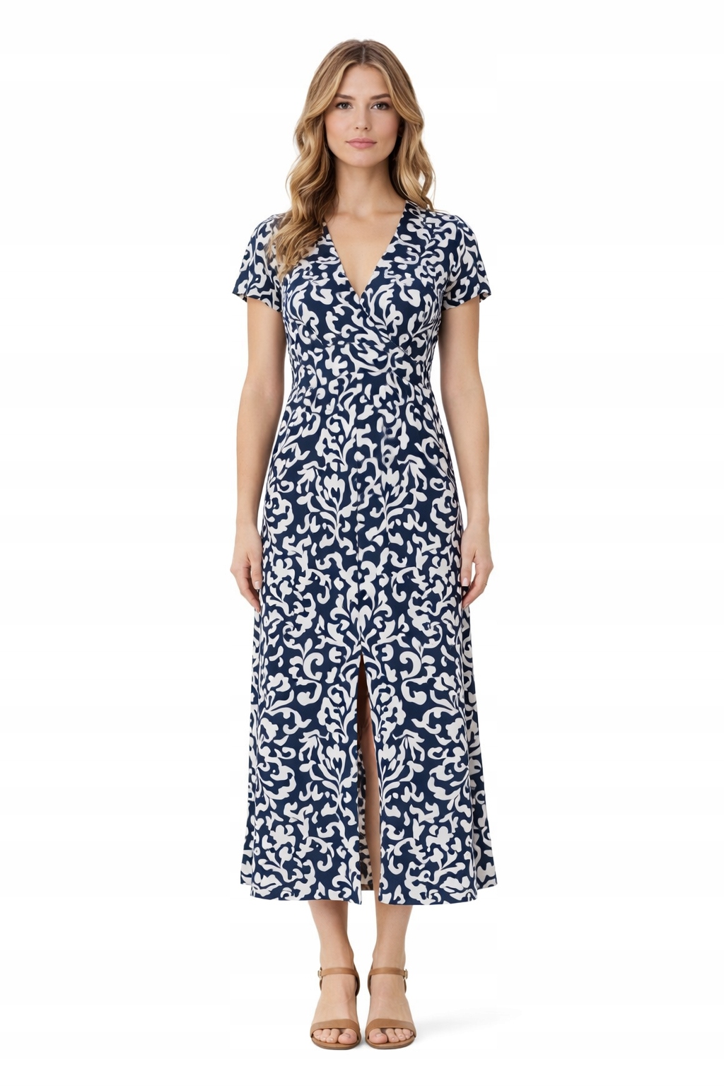 Šaty Vzorovaná S Výstřihem Do V A Bufíky S 1I3A