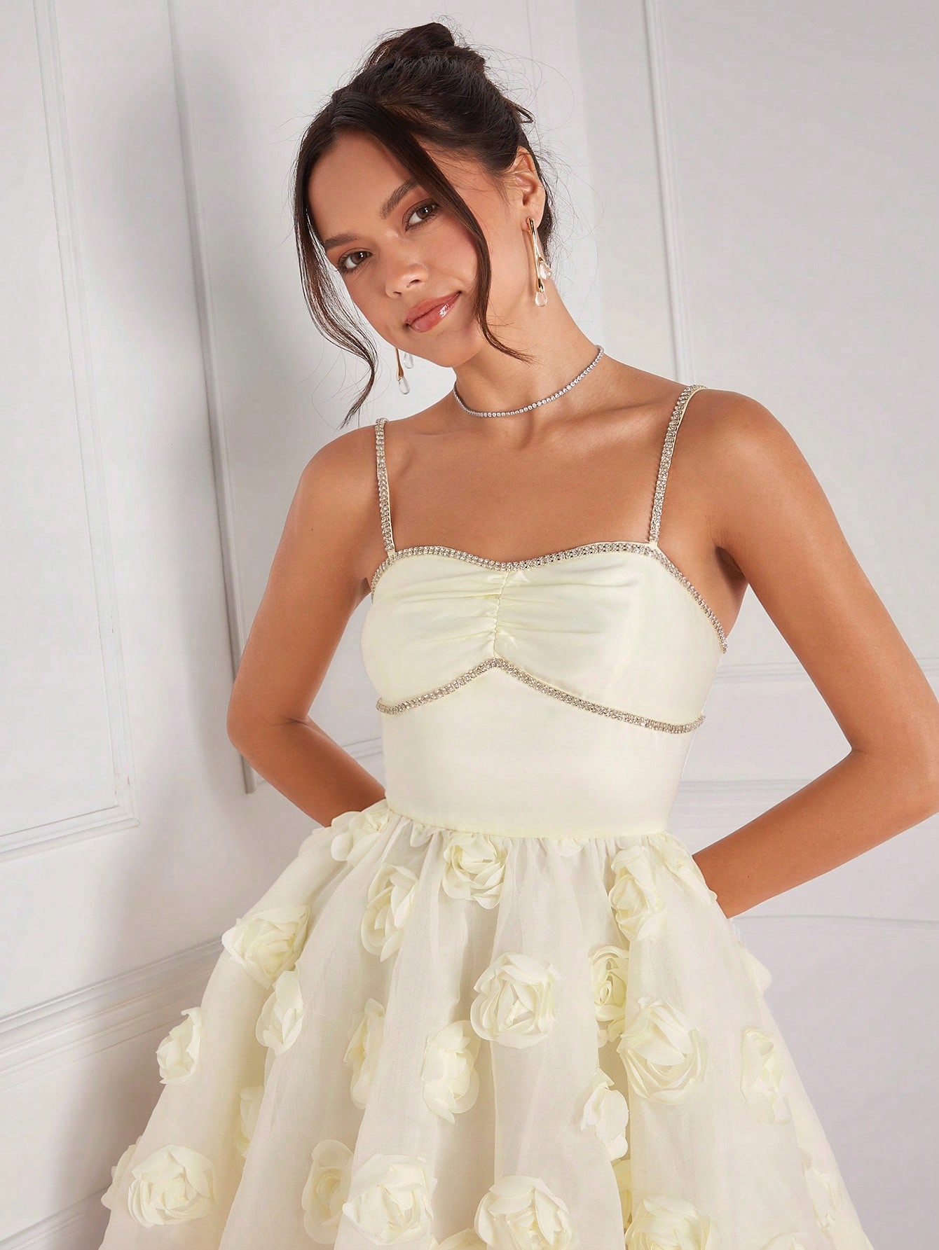 Šaty Koktejlové Šaty S Saténovou Horou Růže 3D Shein M 38