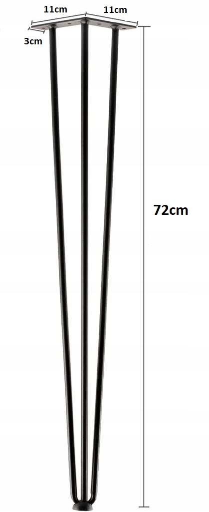 

Metalowa noga stołu Hairpin Legs 72cm 3pręty loft
