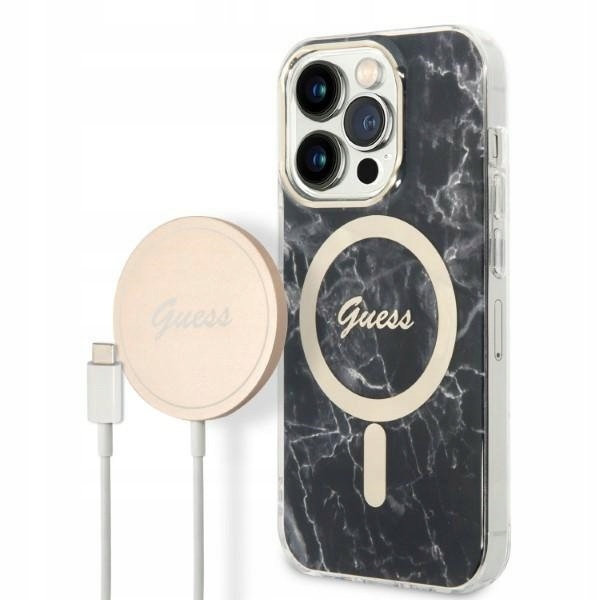 Etui Guess do iPhone 14 Pro, Czarny, MagSafe