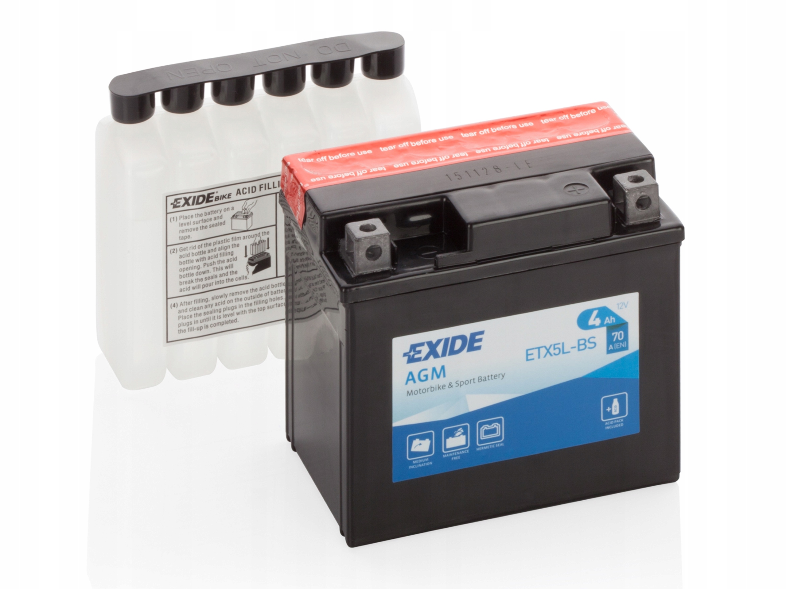 

Motocyklowy akumulator 4 Ah Exide Agm ETX5L-BS