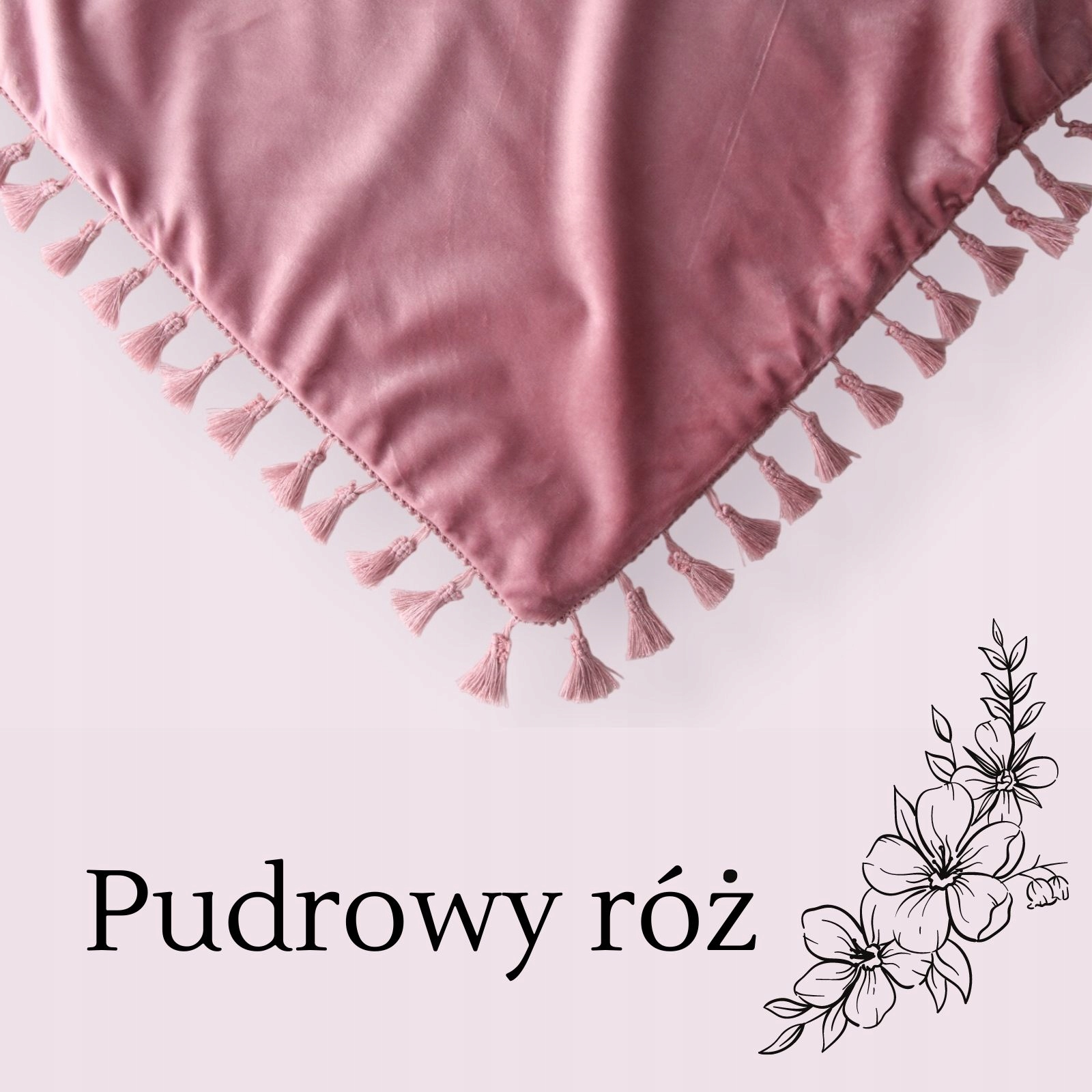 POSZEWKA WELUROWA Z FRĘDZLAMI WELUR 40X40 VELVET % Długość 40 cm
