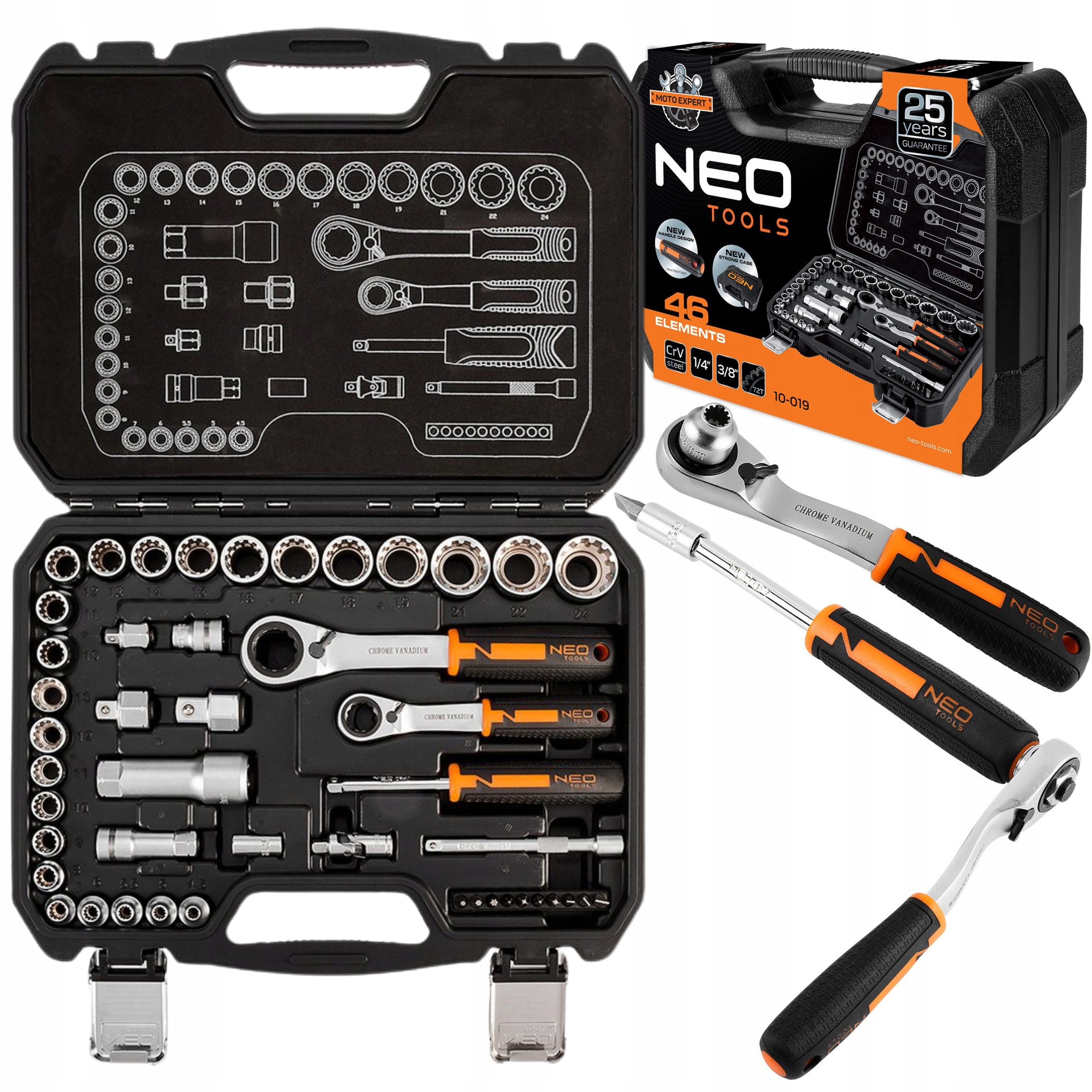 NEO TOOLS zestaw nasadek przelotowych 1/4