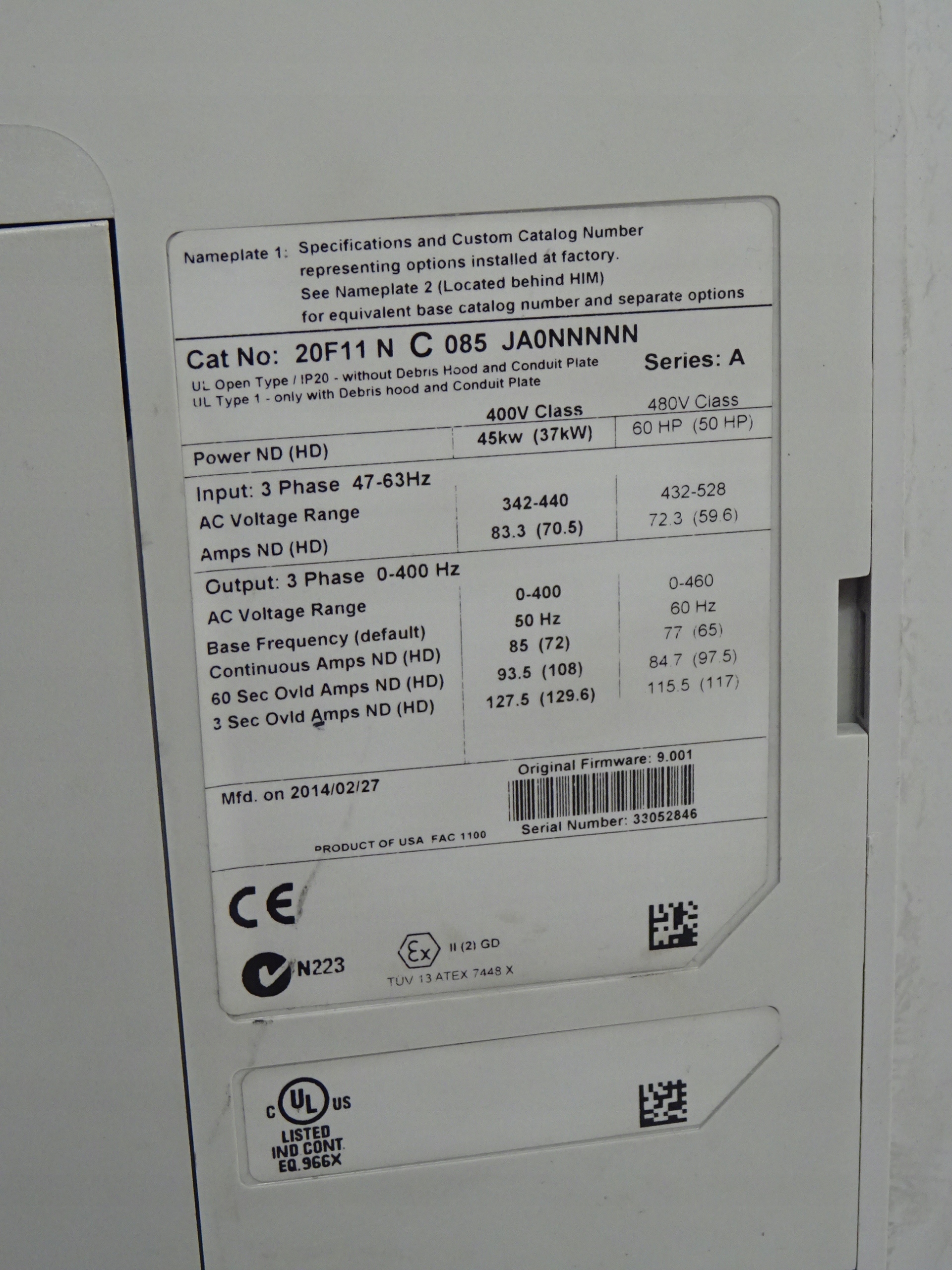 Falownik Allen-Bradley PowerFlex 753 części dawca Prąd wyjściowy 83 A