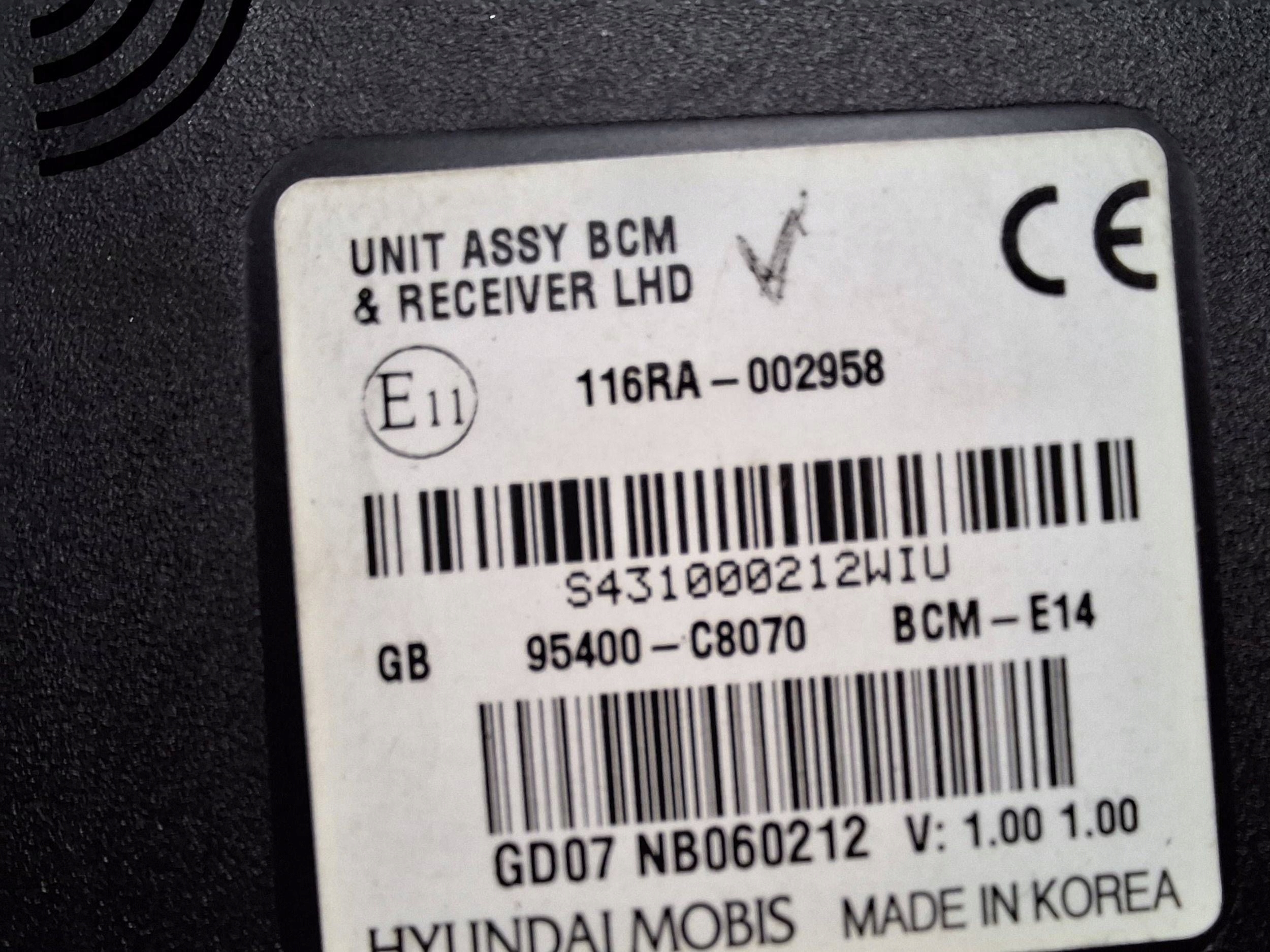 module control unit BCM 95400-C8070 HYUNDAI I20 II 14