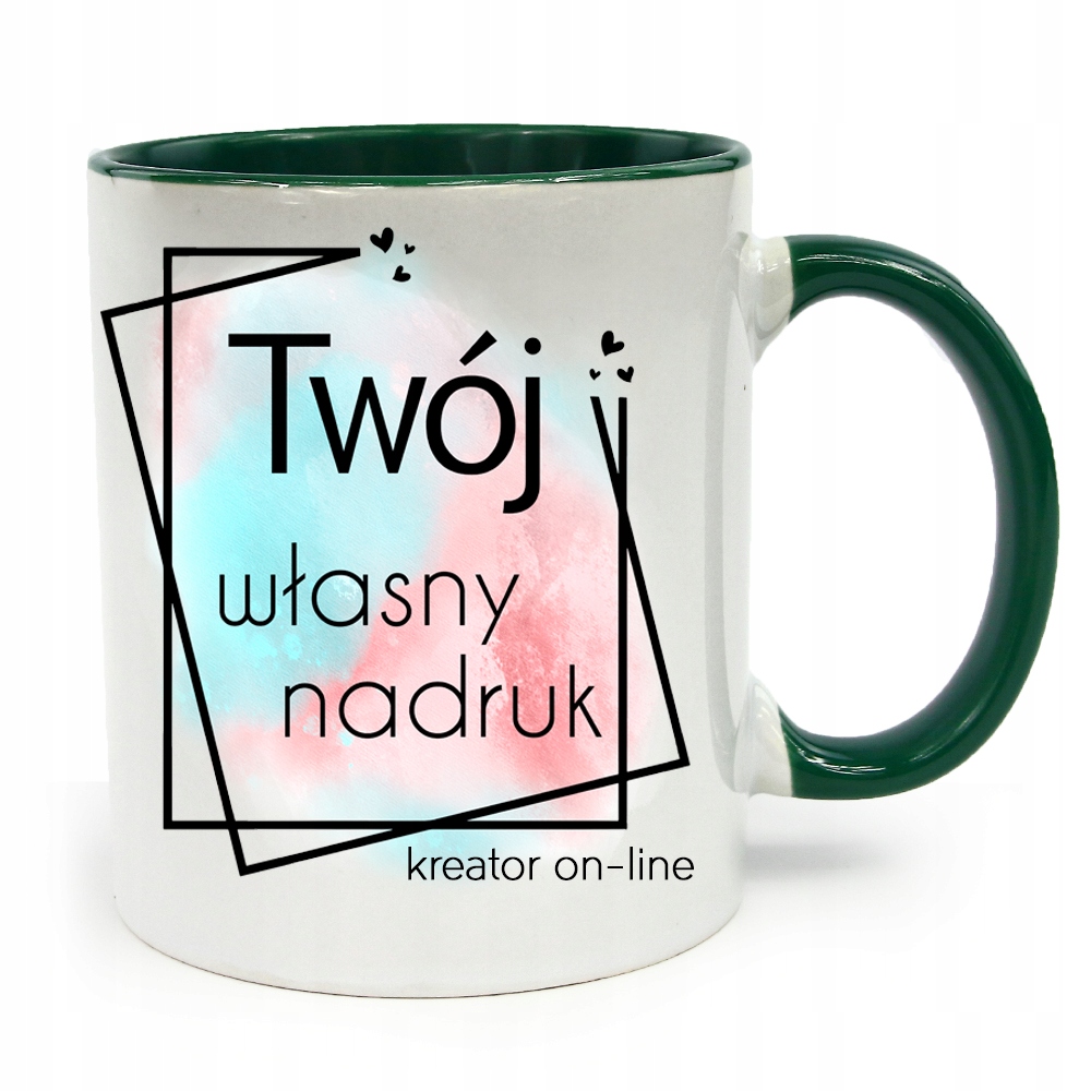 

Kubek Z Dowolnym Nadrukiem Zdjęciem Logo Zielony