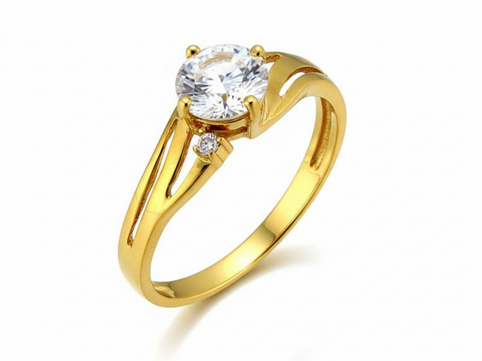 Zlatý prstýnek 585 s bílou velkou Zirkonií r16 Ažur jako dárek 1.77 g