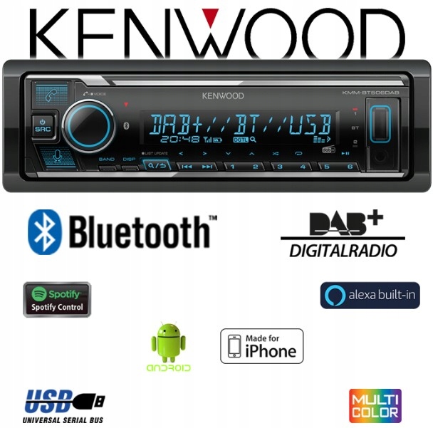 Kenwood KMM-BT506DAB Bt Radio 1-DIN Usb Aux Flac