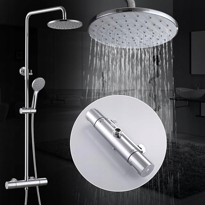 Sprchový set Kinse Chrom Termostat Dažďová sprcha 20 cm