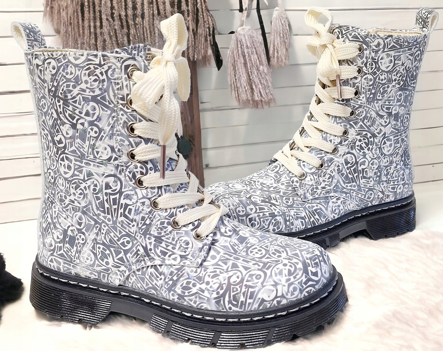 Śniegowce Futerko Szare Botki Dziewczęce Ocieplane Kozaczki Zamek *32* Rozmiar (new) 32