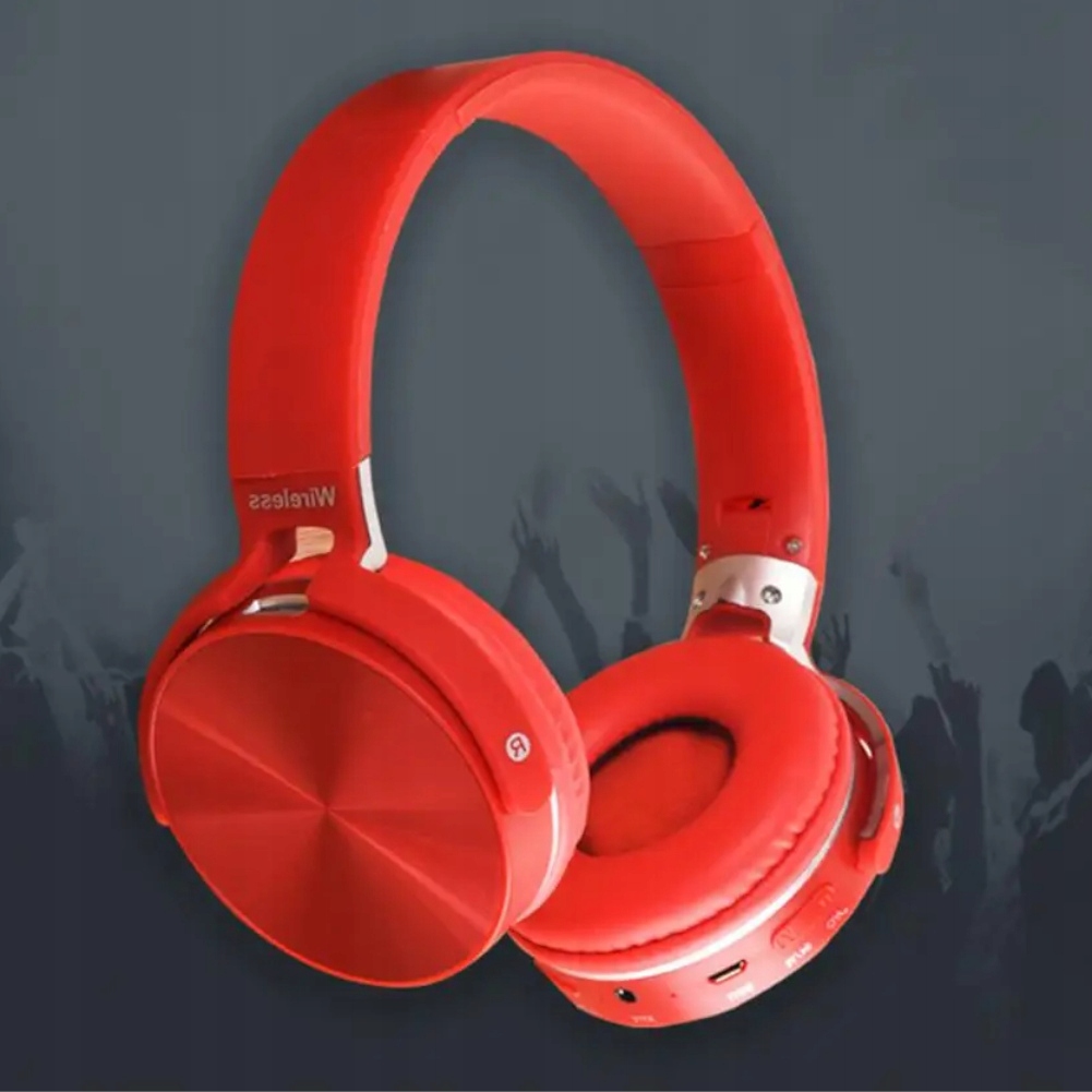 BEZPRZEWODOWE SŁUCHAWKI BLUETOOTH SD MP3 RADIO 950 NAUSZNE CZERWONE ŁADNE Marka Pangpai