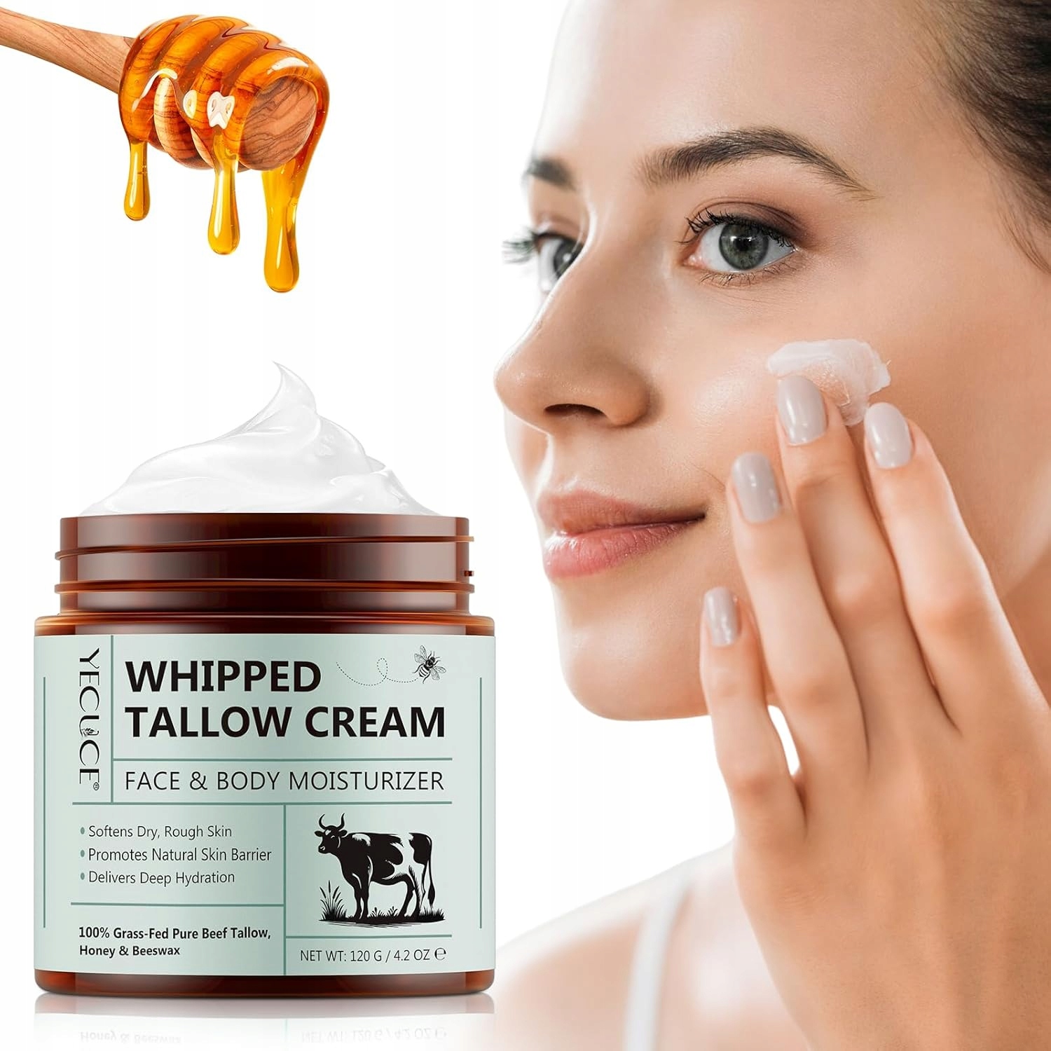 Beef Tallow for Skin Natural Honey Moisturizer Cream – hydratační krém na obličej