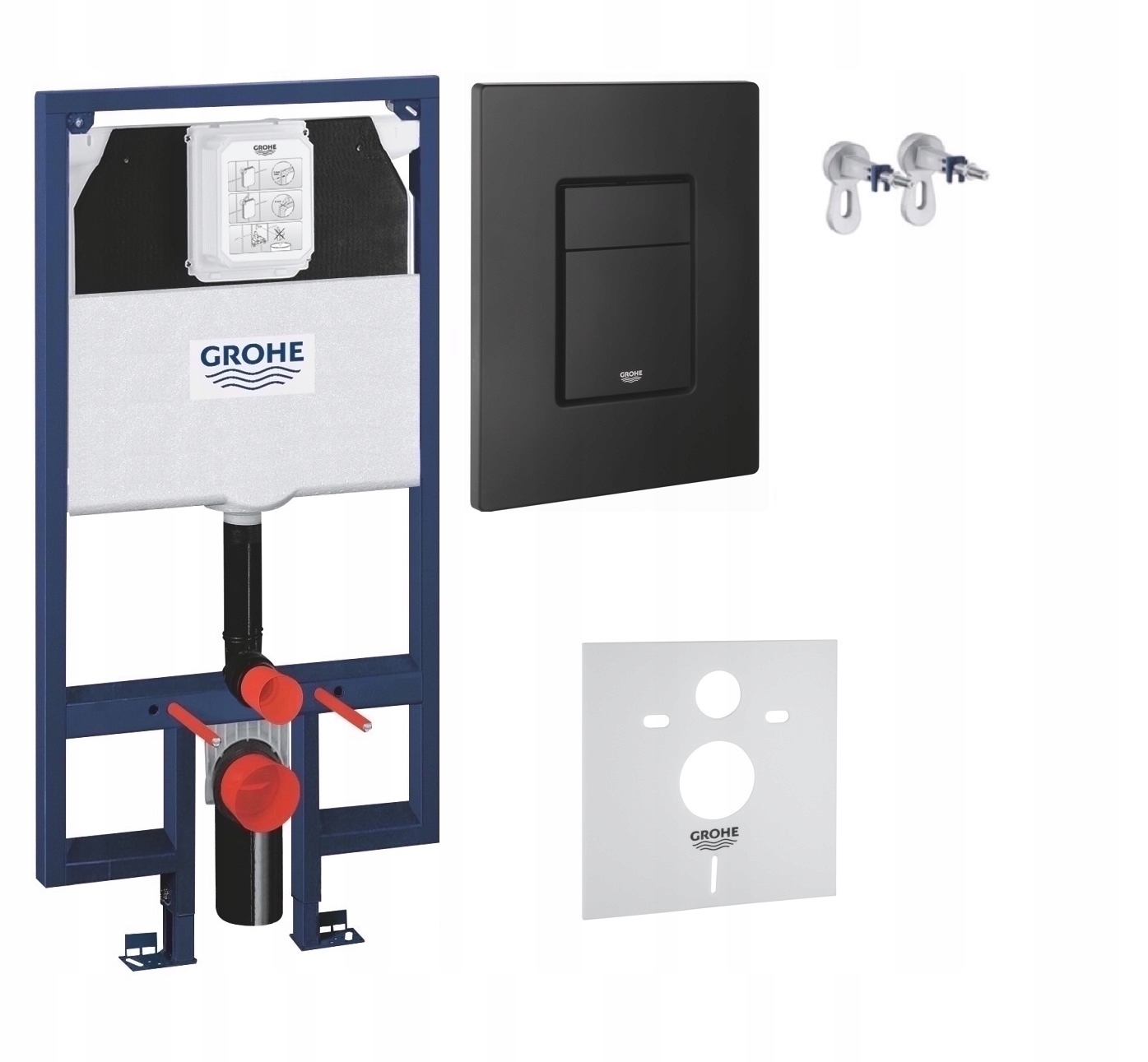 Kompletný podomietkový Wc set 5v1 – rošt Grohe Slim čierne matné tlačidlo
