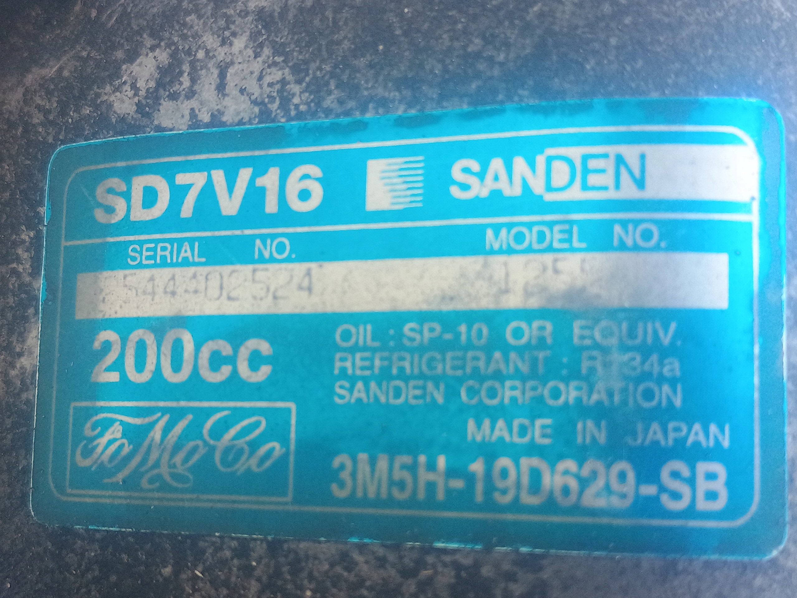 kompresor klimatizaci SANDEN 3M5H-19D629SB FORD