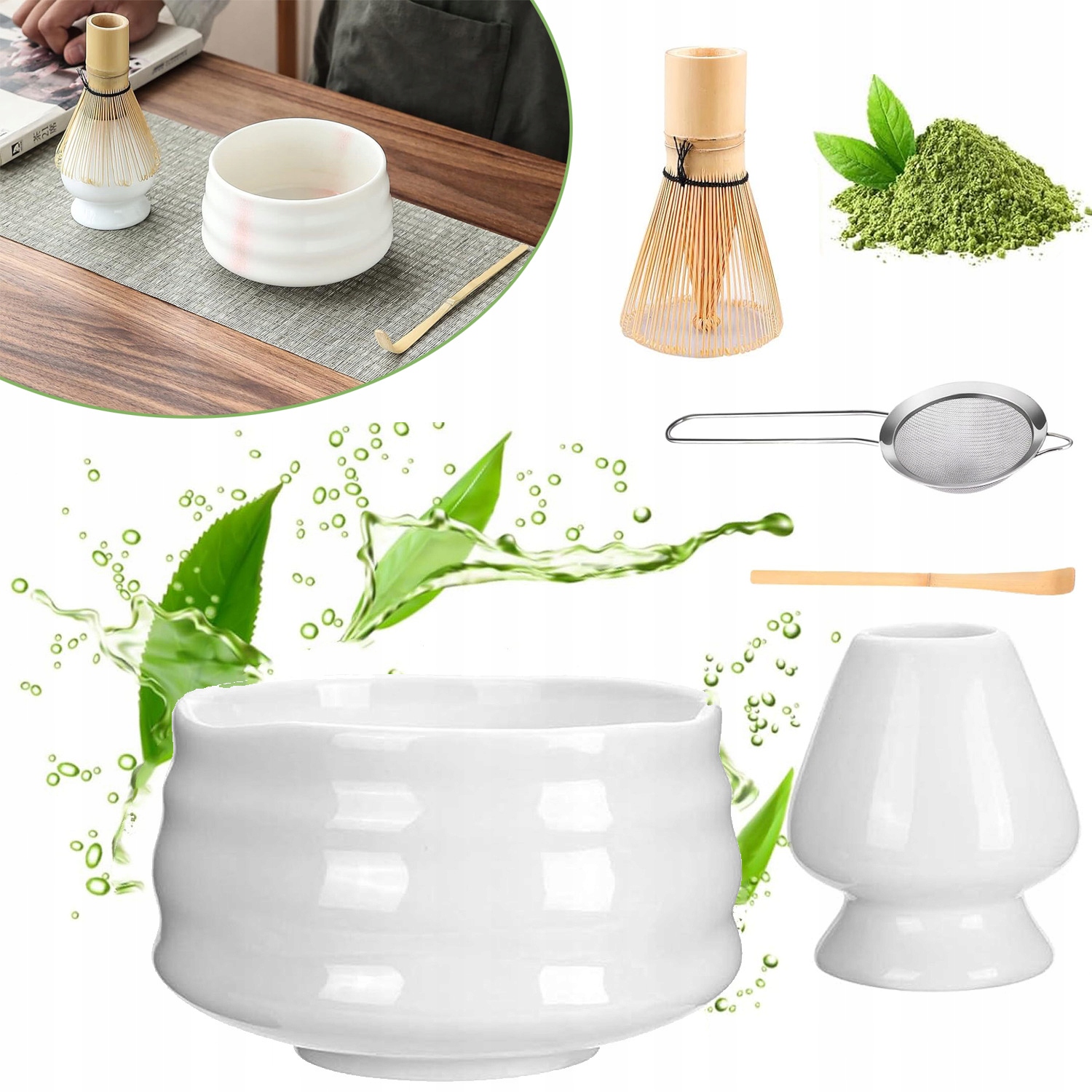 Sada Na Čaj Matcha, Miska Matcha, Šlehací Metla, Rukojeť Šlehací Metly Matcha