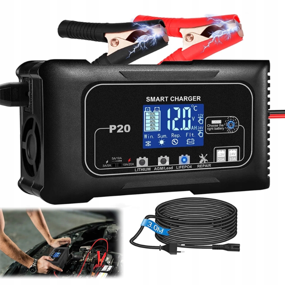Usměrňovač 12 V a 24 V Nabíječka akumulátorů pro automobily