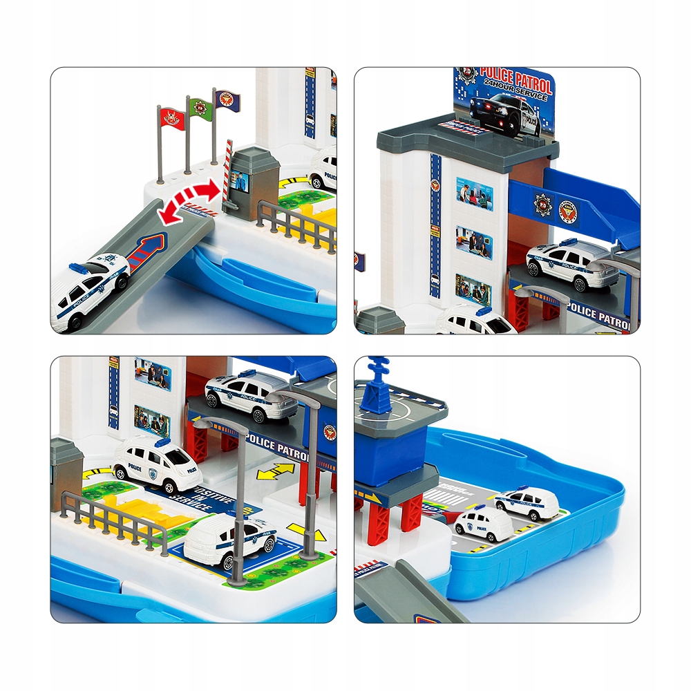 POLICYJNY PARKING WALIZKA GARAŻ 40 el. RADIOWÓZ Model PARKING POLICYJNY PRZENOŚNY W WALIZCE