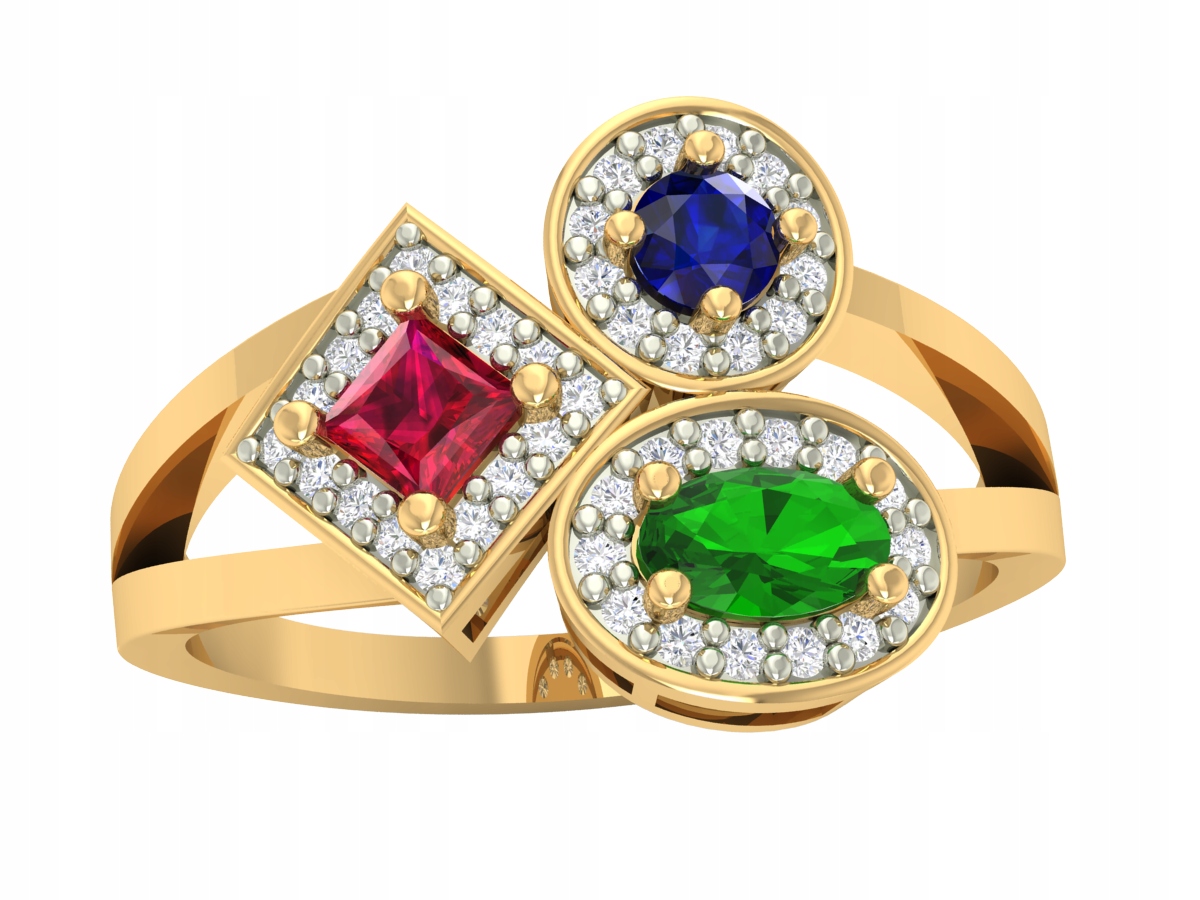 Zlatý Prstýnek Prsten S Barevnými Kameny Pr. 585