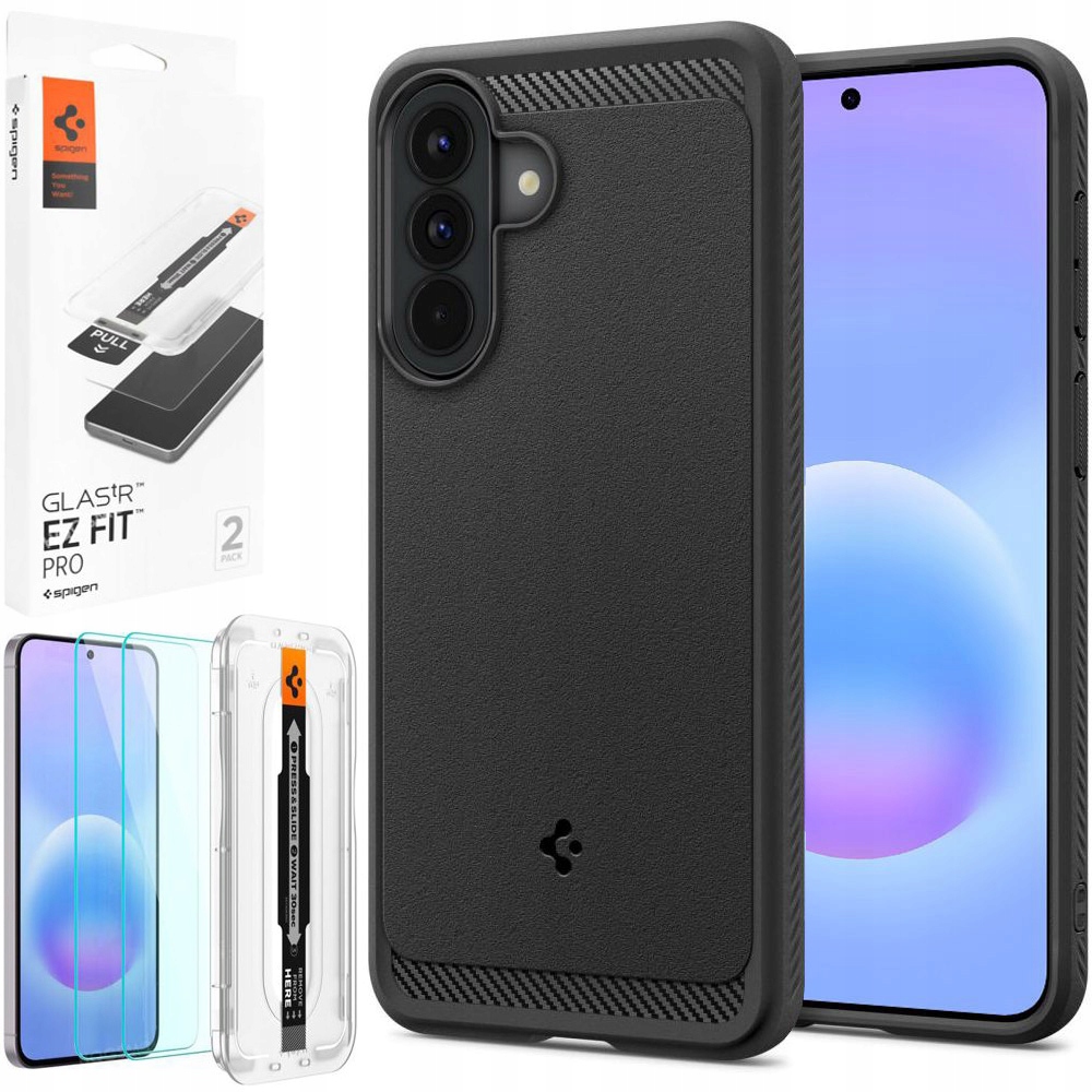 Spigen: Pouzdro Rugged Armor Case černé 2x Sklo pro Samsung Galaxy A57 5G