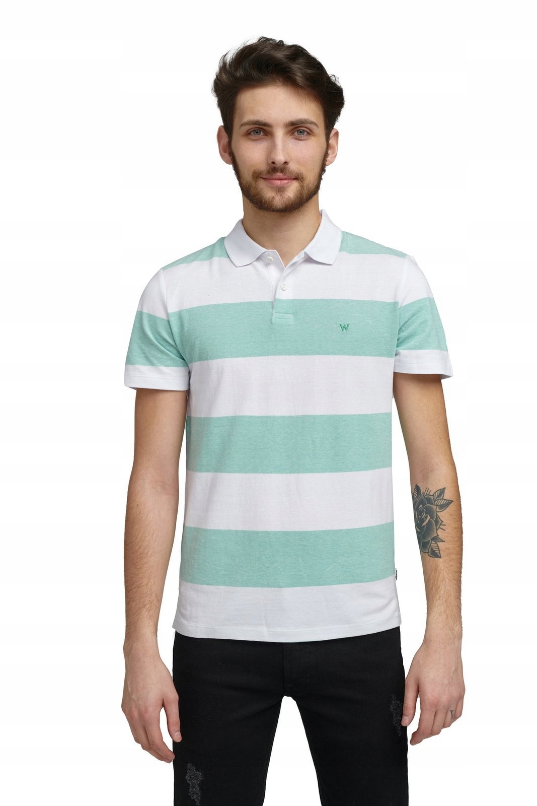 

Wrangler Stripe Polo Creme De Menthe W7F7KHG12 M