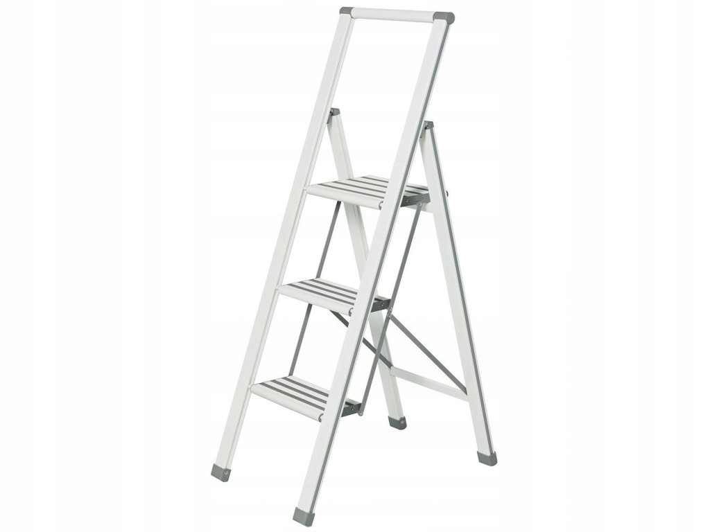 Hliníkový rebrík, 3-stupňový biely, Wenko