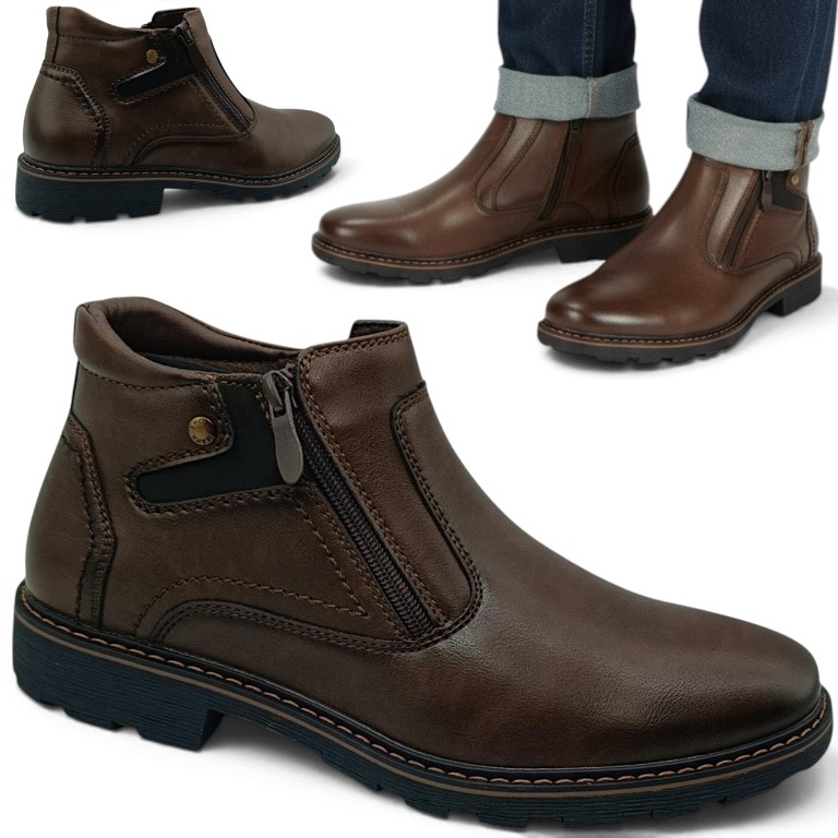 Kotníkové Boty Podzimní Kotníkové Boty Zateplené Elegantní zip Vanhorn Bronz 44