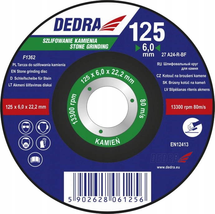 

Dedra Tarcza Do Szlifowania Kamienia 125 x 6,0mm