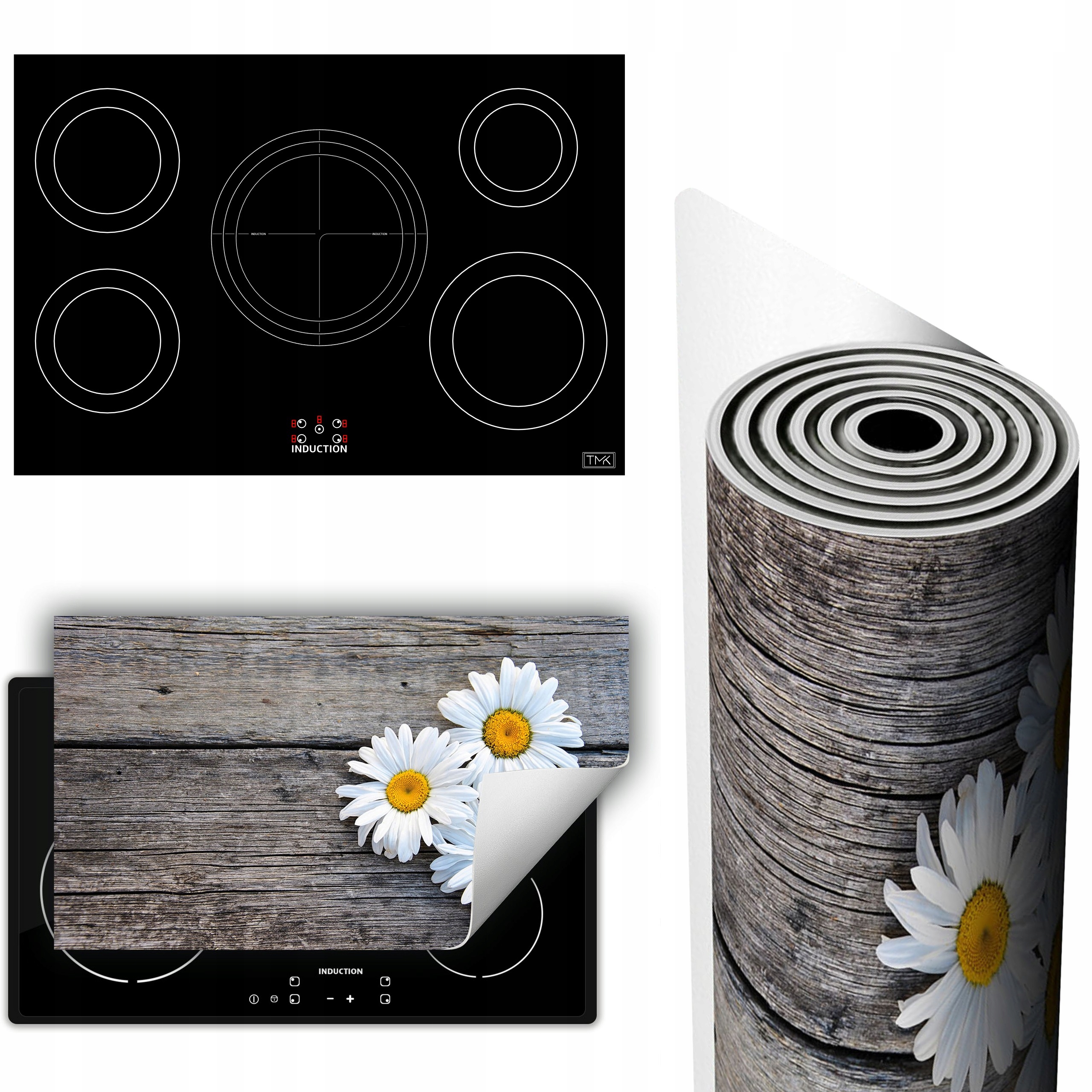 Vinylová Podložka Ochrana Kuchyňské Desky 90x52 květina dřevo