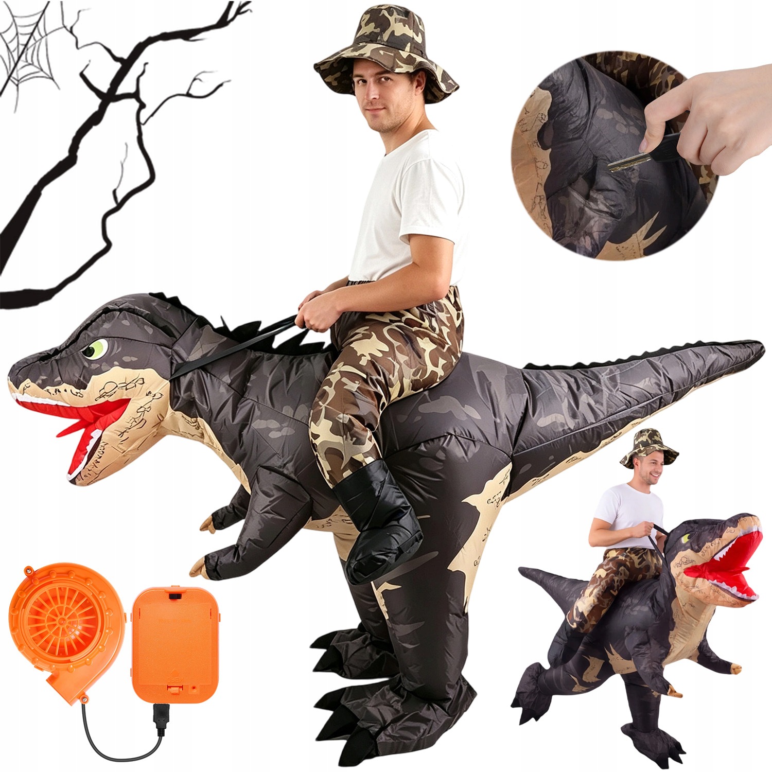Nafukovací Kostým Dinosaurus Kostým Převlek Pro Dospělé 190 CM Halloween