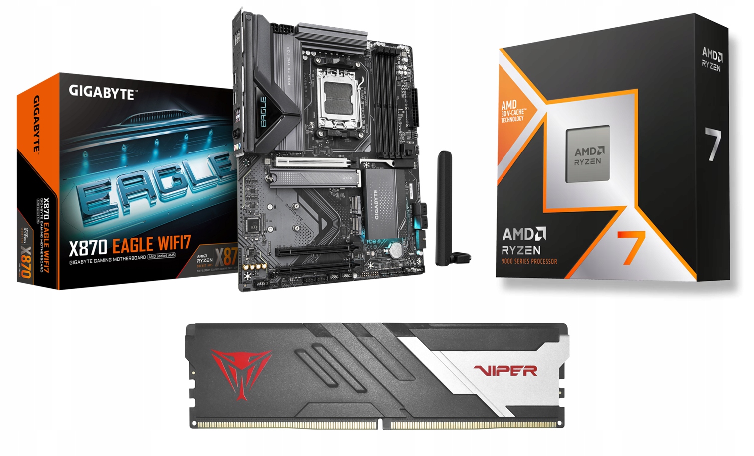 Zestaw Amd Ryzen 7 9800X3D X870 Eagle WIFI7 128GB 6000