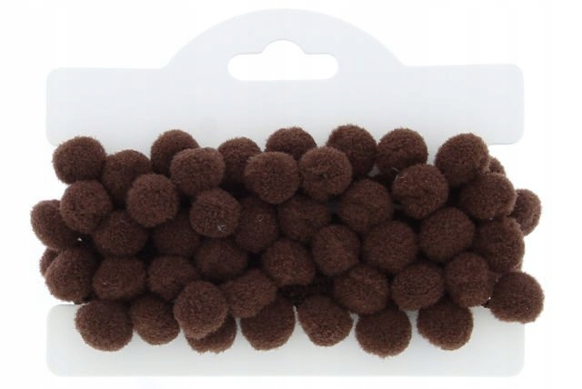 Taśma z Pomponami 20mm Pompony 10mm 90szt/1m do dekoracji brąz ciemny 1m