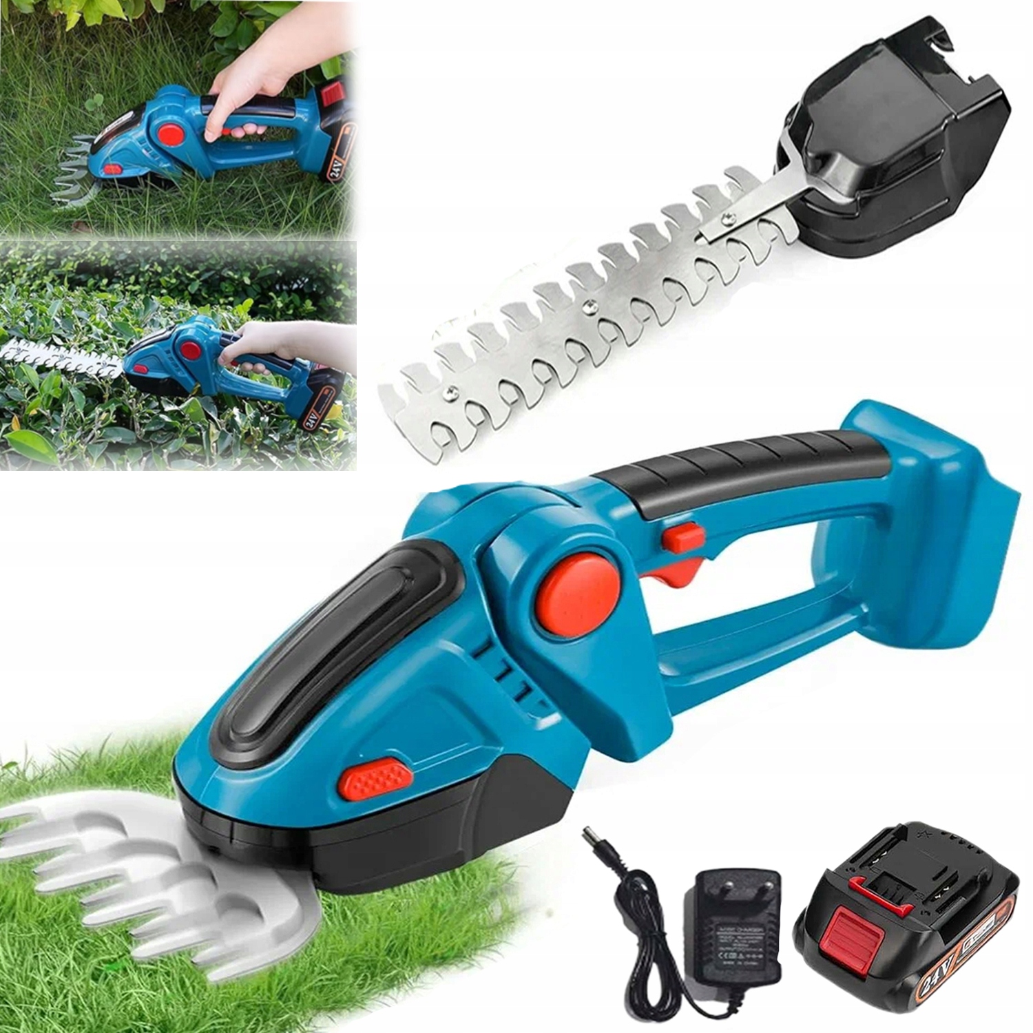 Nůžky 2v1 na živý plot a Trávy s akumulátorem 3.6 V Bezpečné pro děti