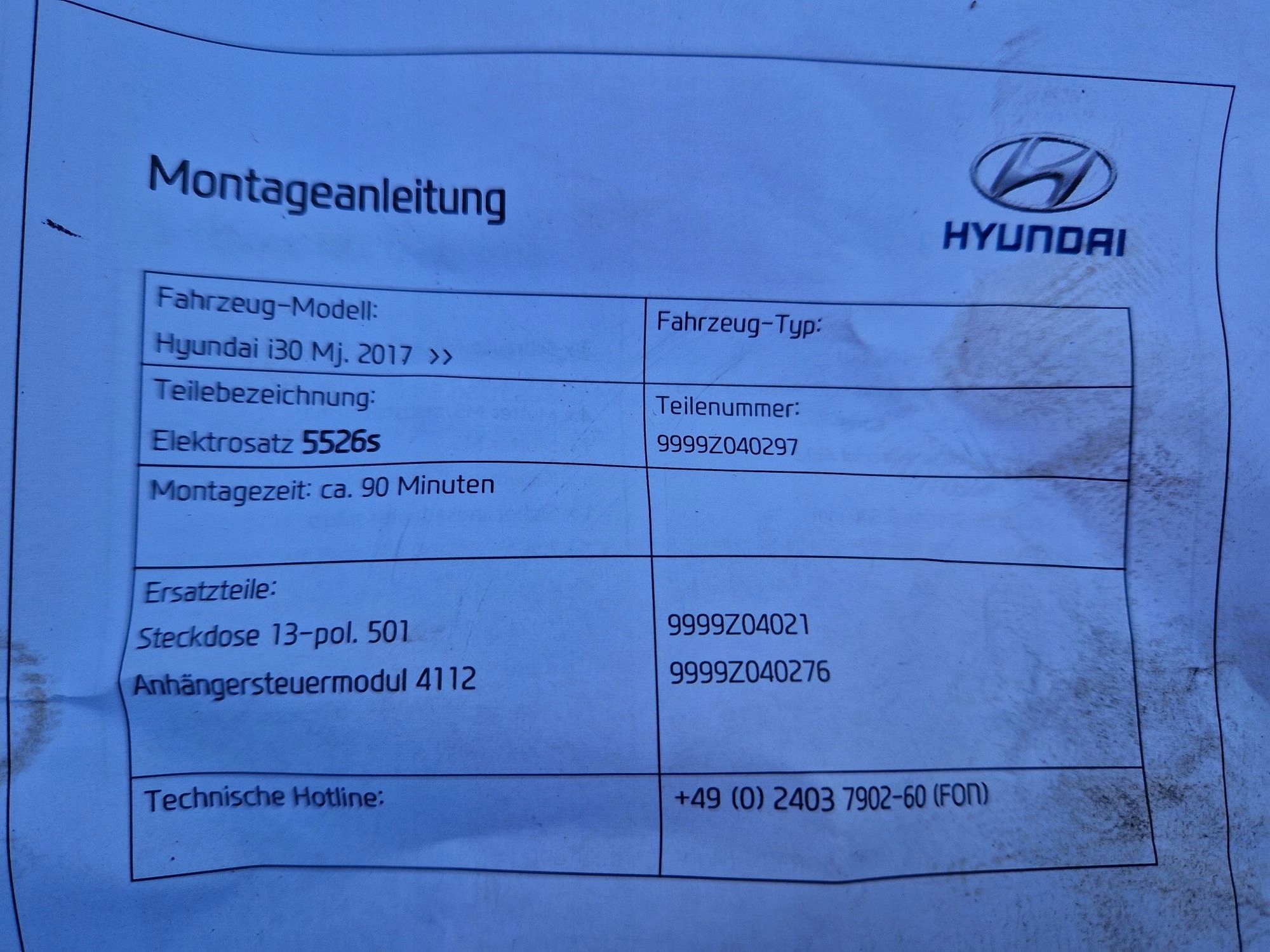 tow ODPINANY module HYUNDAI I30 III 2016R->