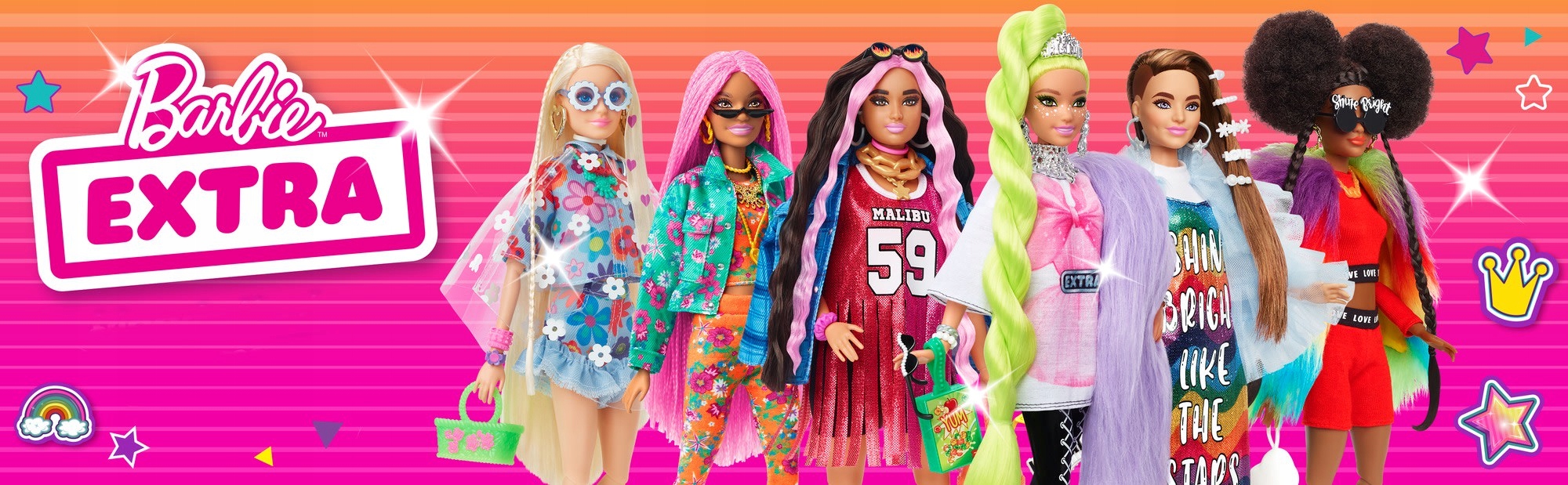 Barbie Extra Moda Lalka czarno-różowe włosy HDJ46 Marka Barbie