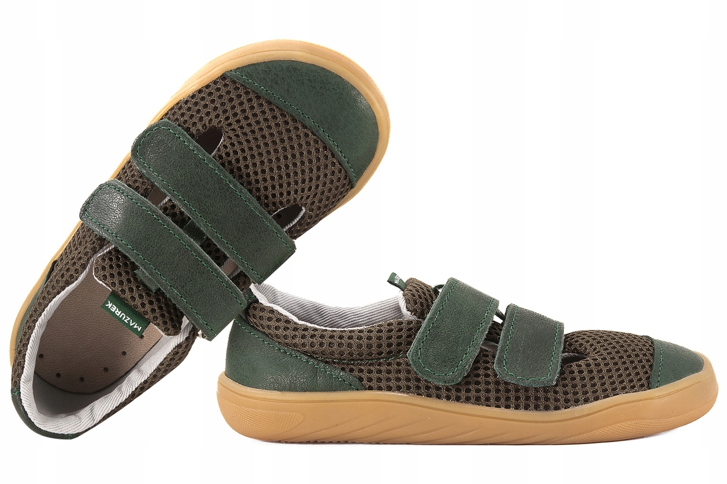 Mazurek Slipper Khaki Barefoot Skórzano-tekstylne Półbuty Kapcie 29 Khaki