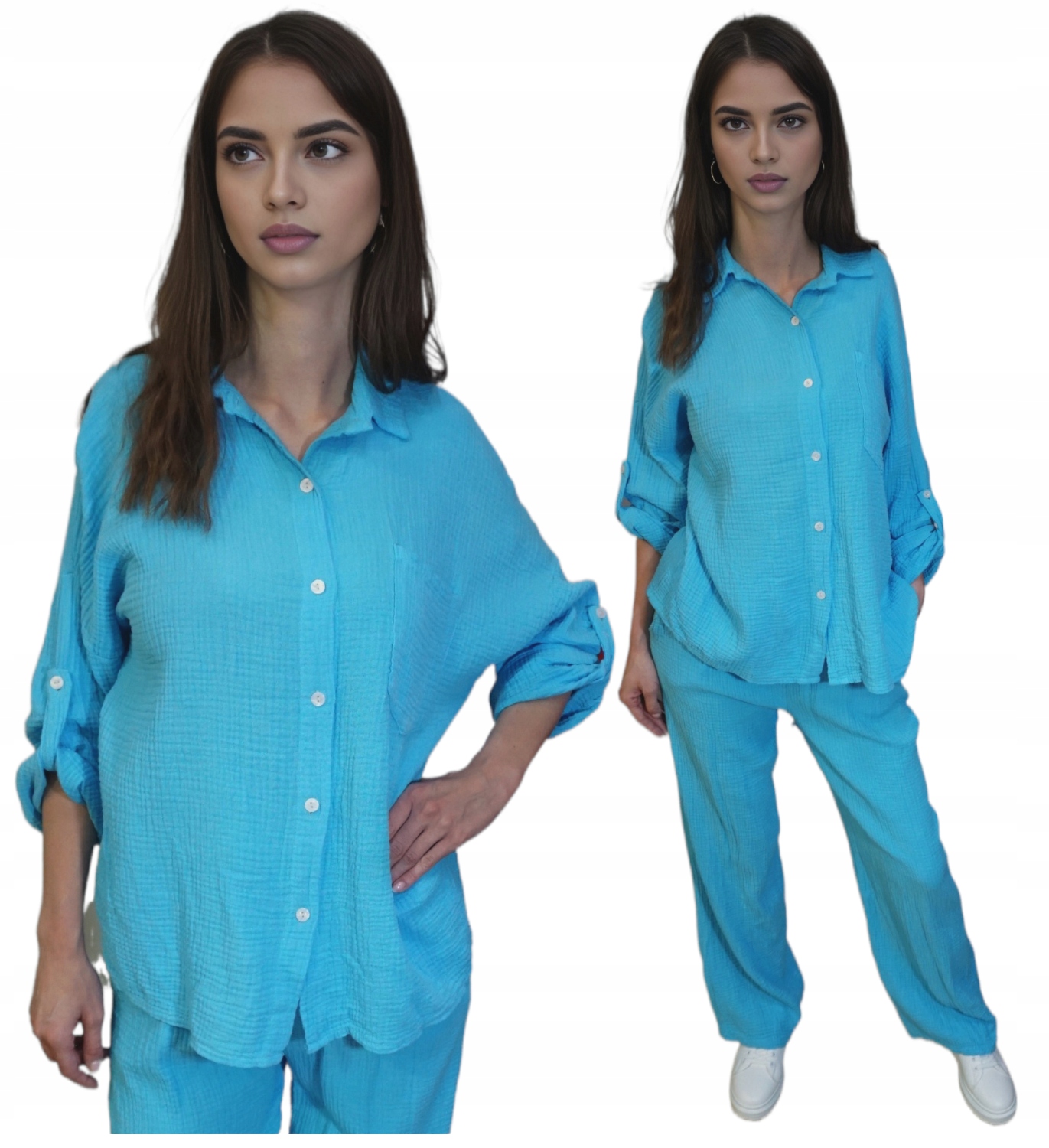 Italský Dámský Mušelínový Letní Komplet, Volný, Pohodlný A Prodyšný