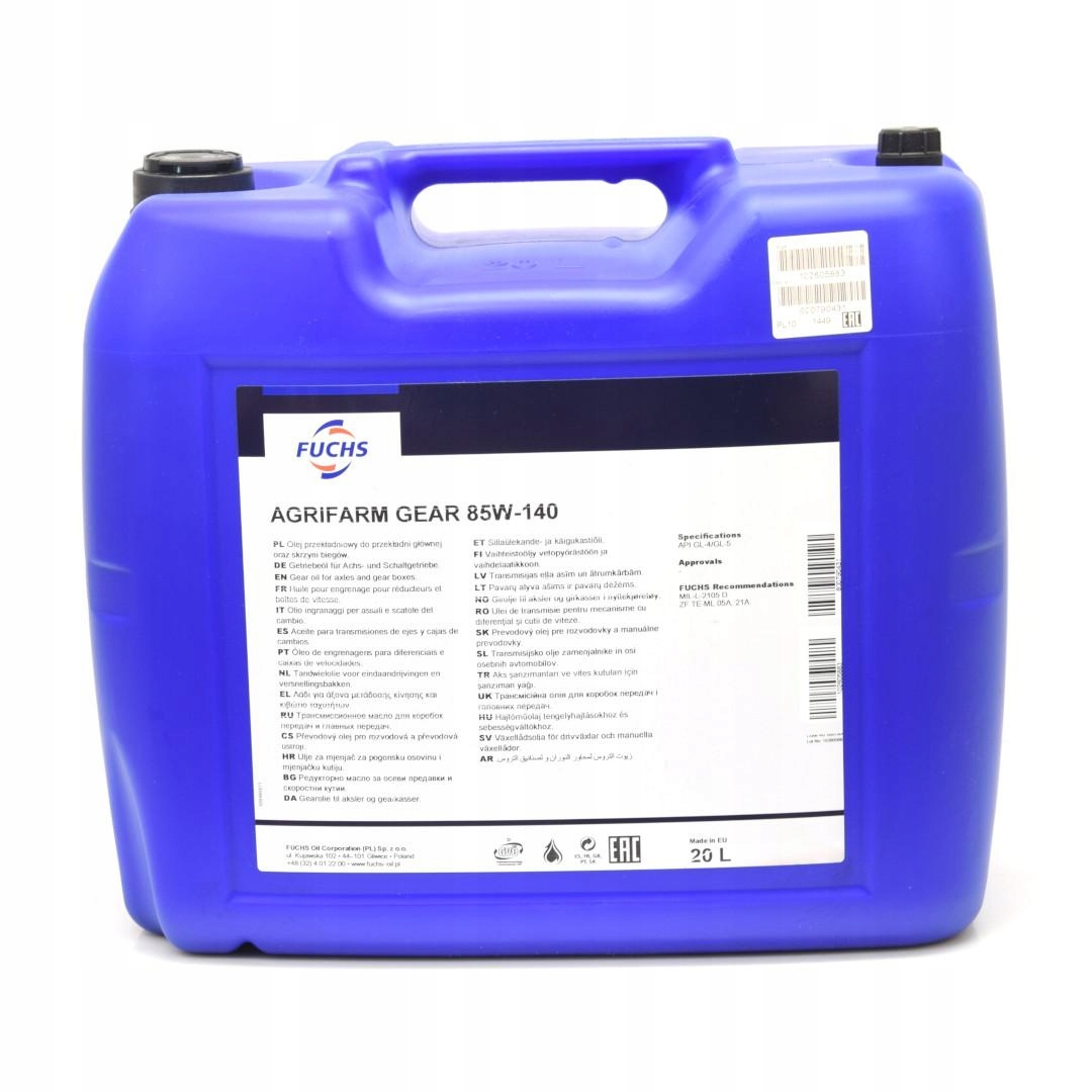 Olej przekładniowy do maszyn rolniczych Fuchs Agrifarm GEAR SAE 85W-140 20l