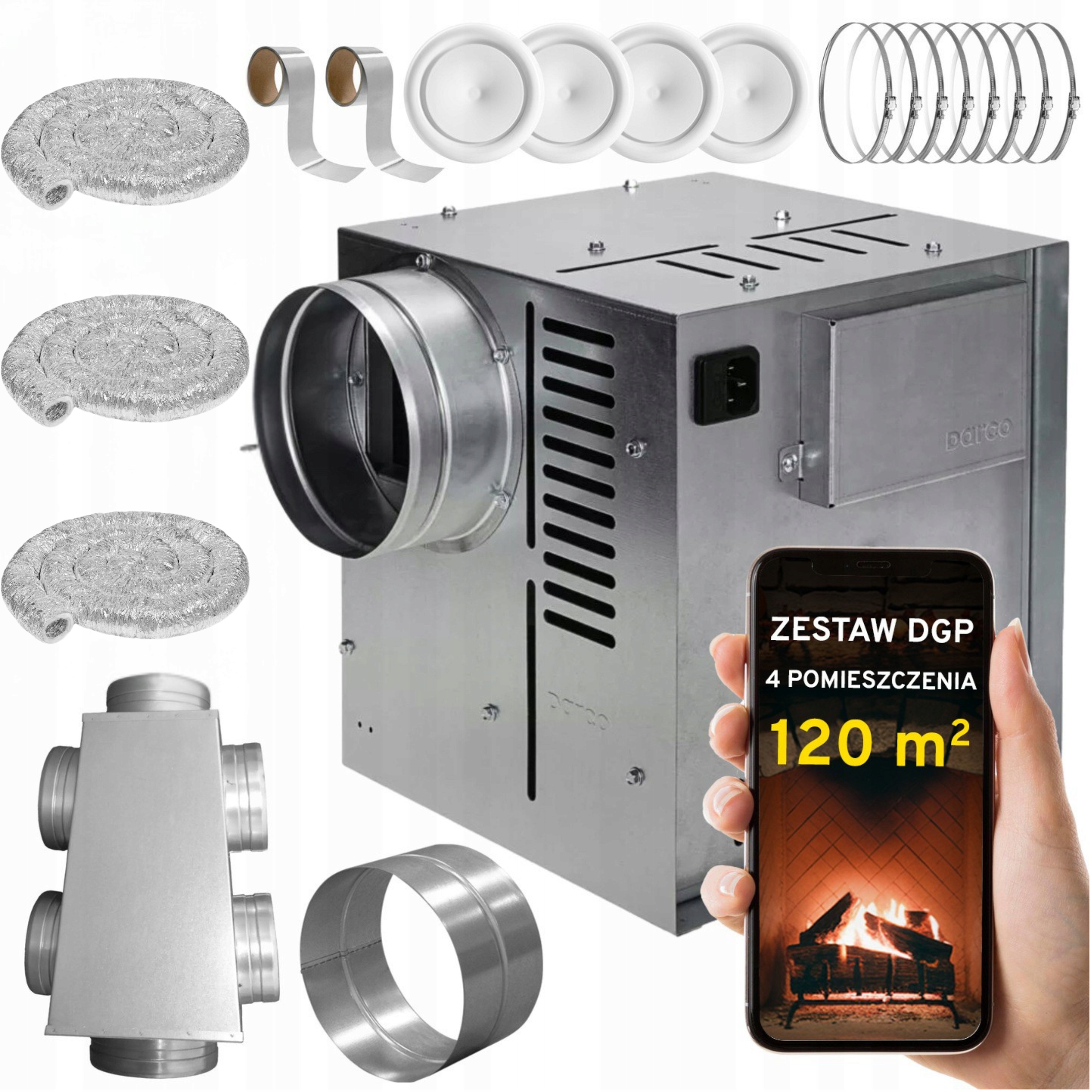 Komínová Turbína Ventilátor Komínový Set Dgp 4 miestnosti 120 m2