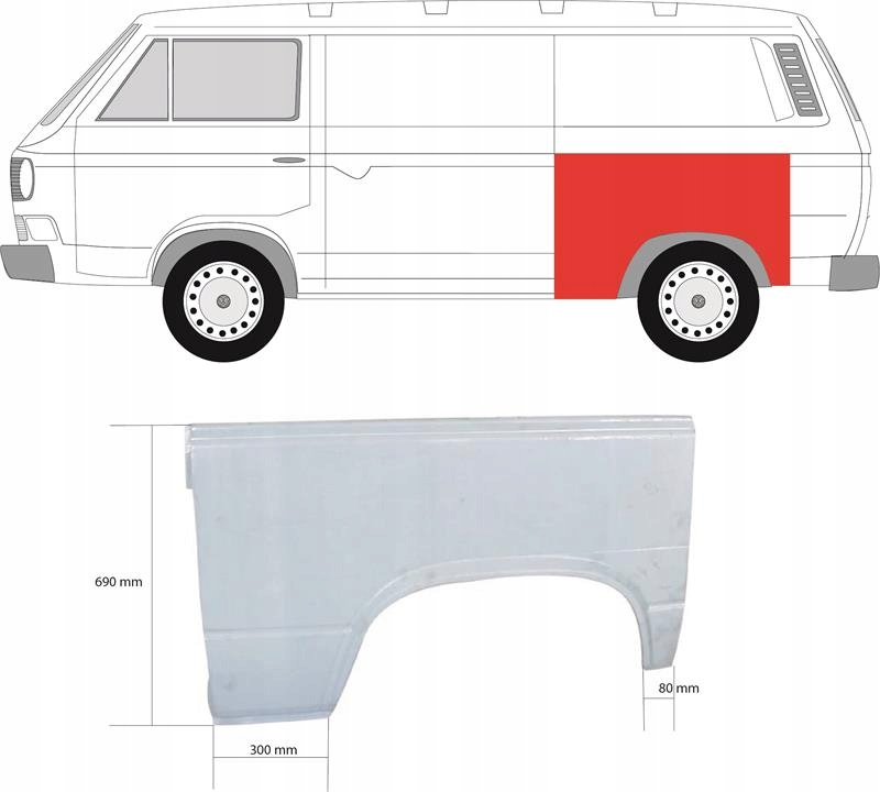 Błotnik tył LEWY duży VW T3 Transporter 80-92r.