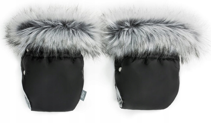 FLOO Mufka do wózka rękawice futerko BLACK/GREY