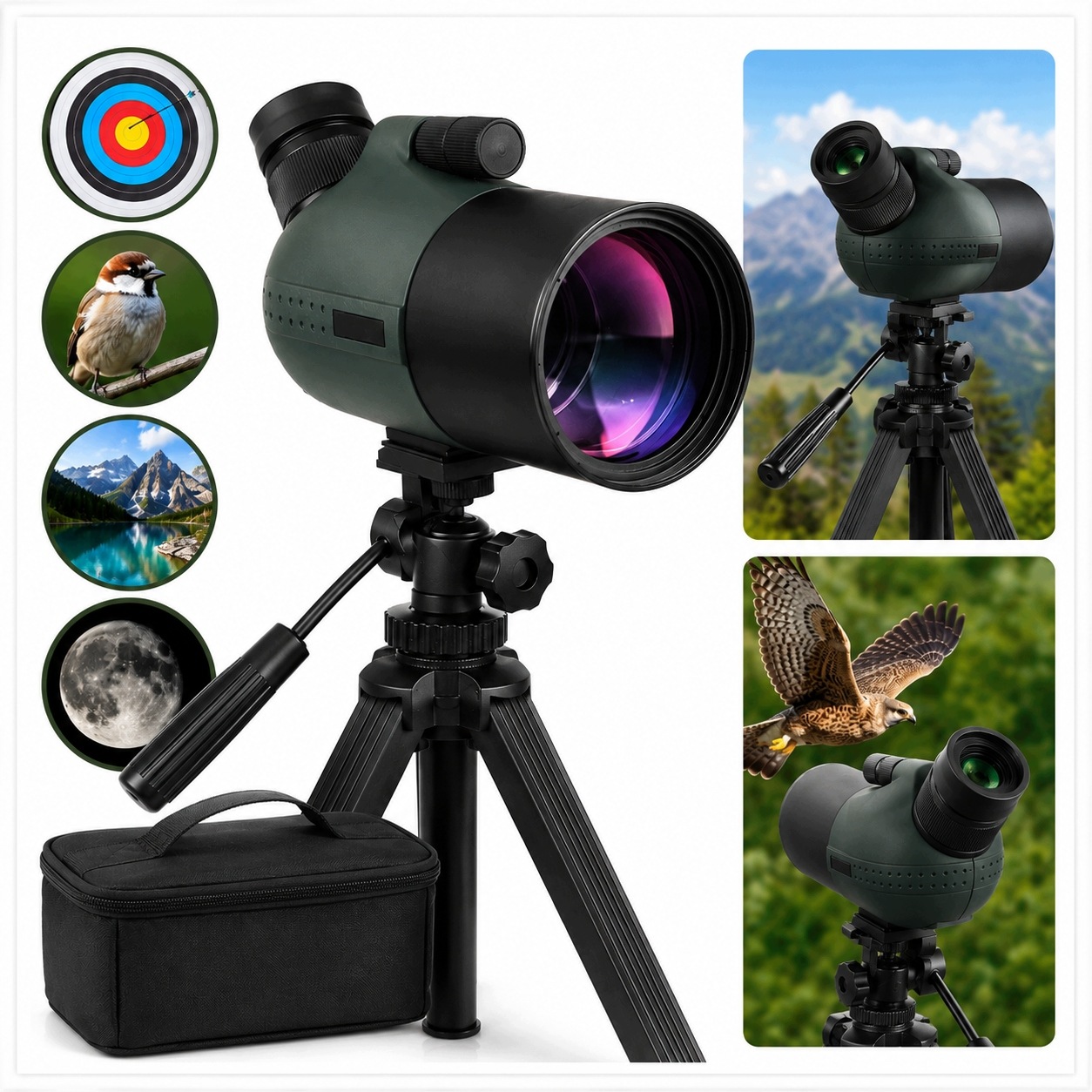 Astronomický pozorovací dalekohled pro zvířata ptáků 28-84 x 80 mm Fmc Stativ