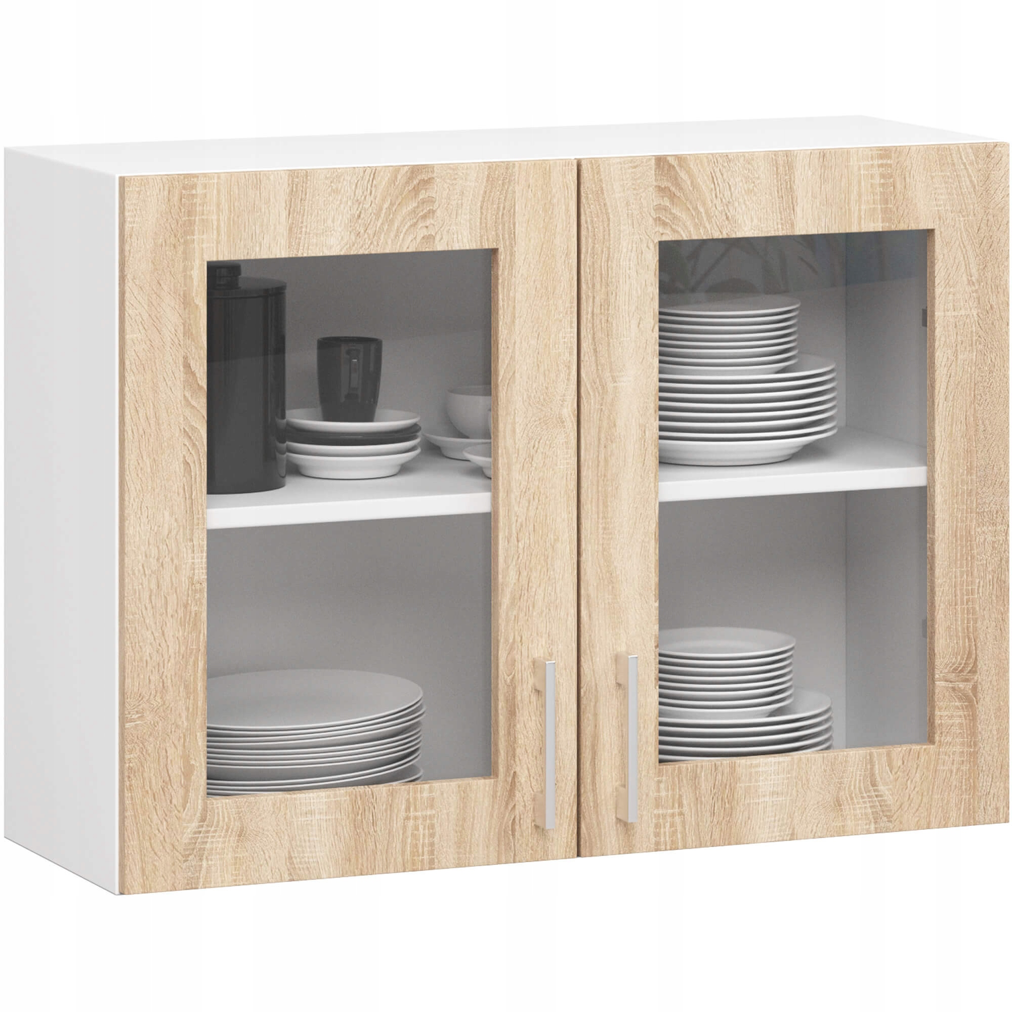 Skriňa Lima Vitrína W80 H580 Biela/dub Sonoma Akd