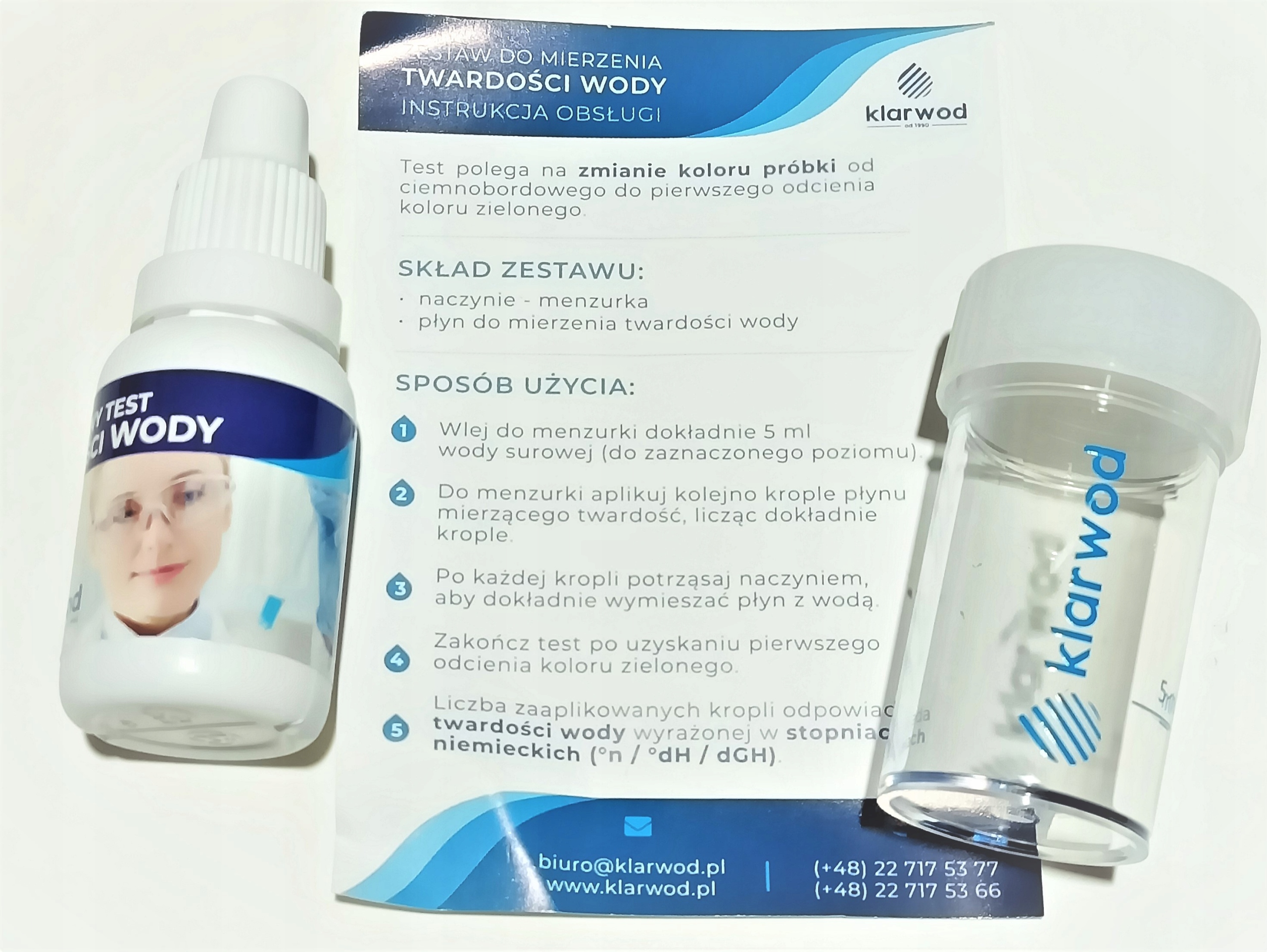 ZESTAW TEST DO MIERZENIA TWARDOŚCI WODY KLARWOD