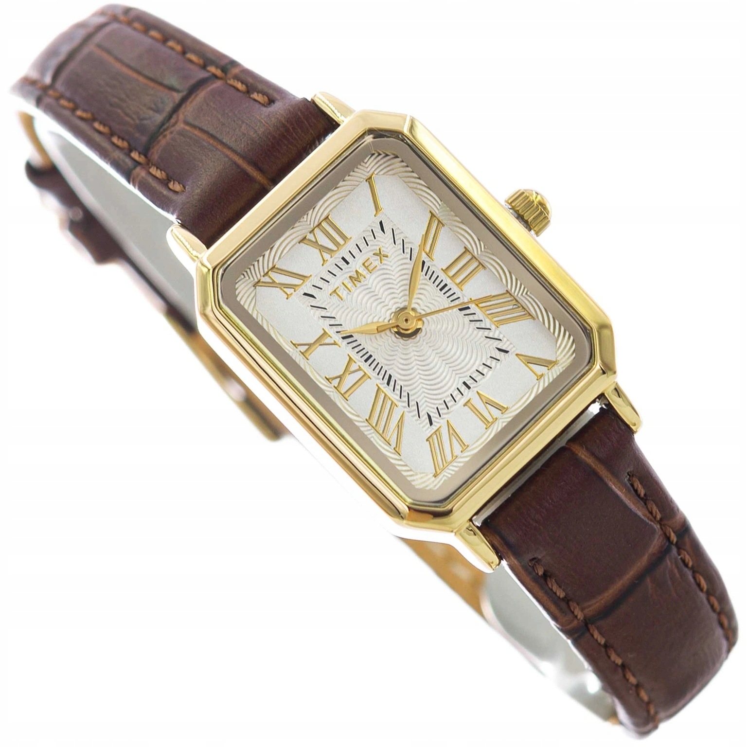 Dámské Hodinky Timex TW2Y00900 Dress Hnědé S Retro Elegantním Řemínkem