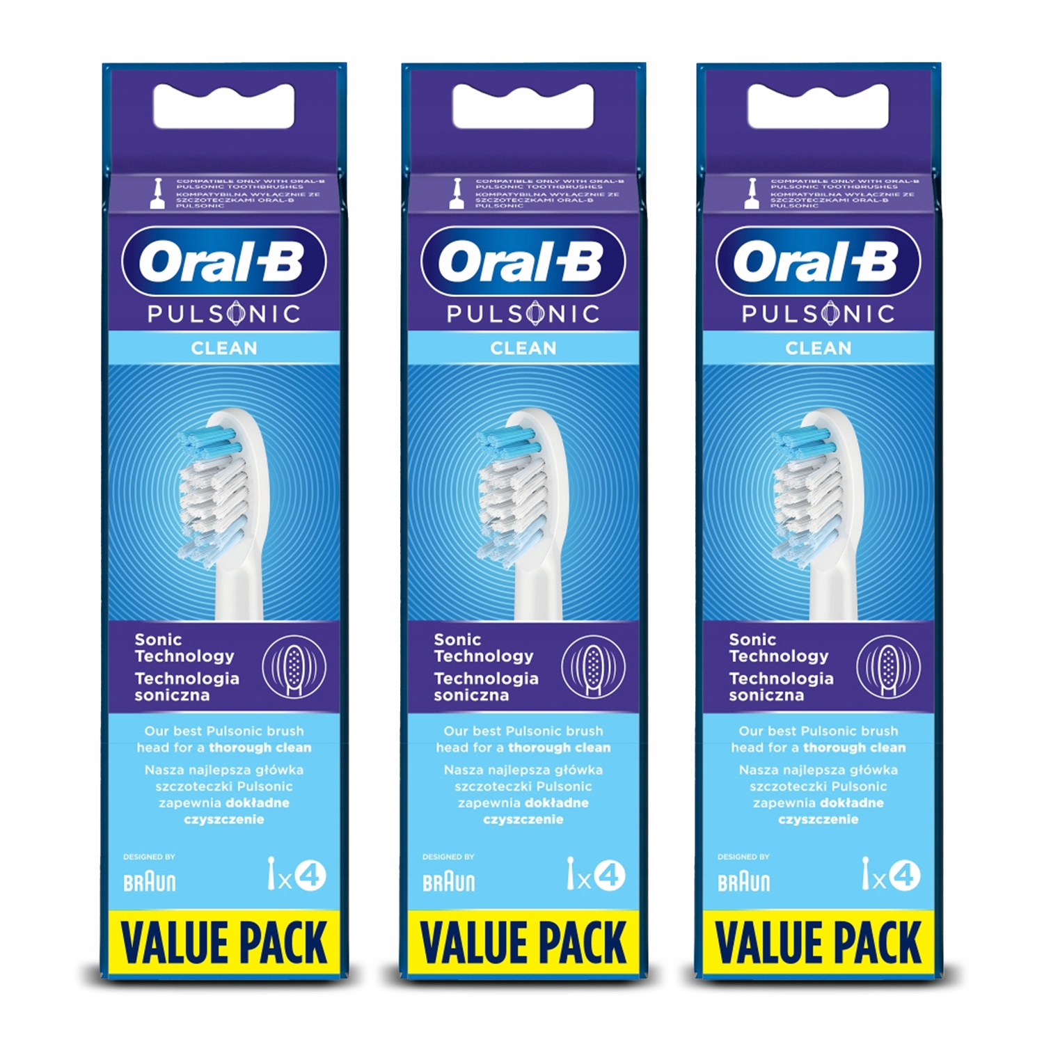 Oral-B Pulsonic Clean Końcówki do sonicznych szczoteczek do zębów, 4 szt x3