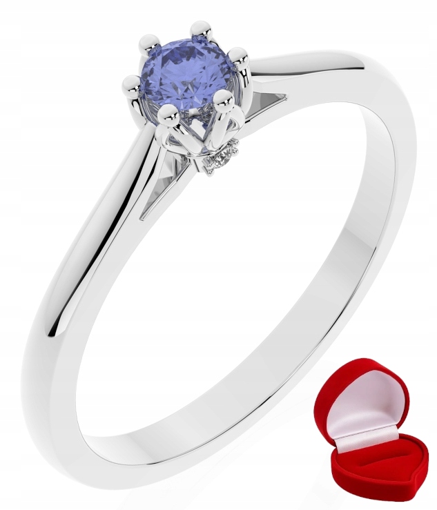 Zlatý Prstýnek Tanzanit 585 14k 0,09 ct Bílé Zlato R16