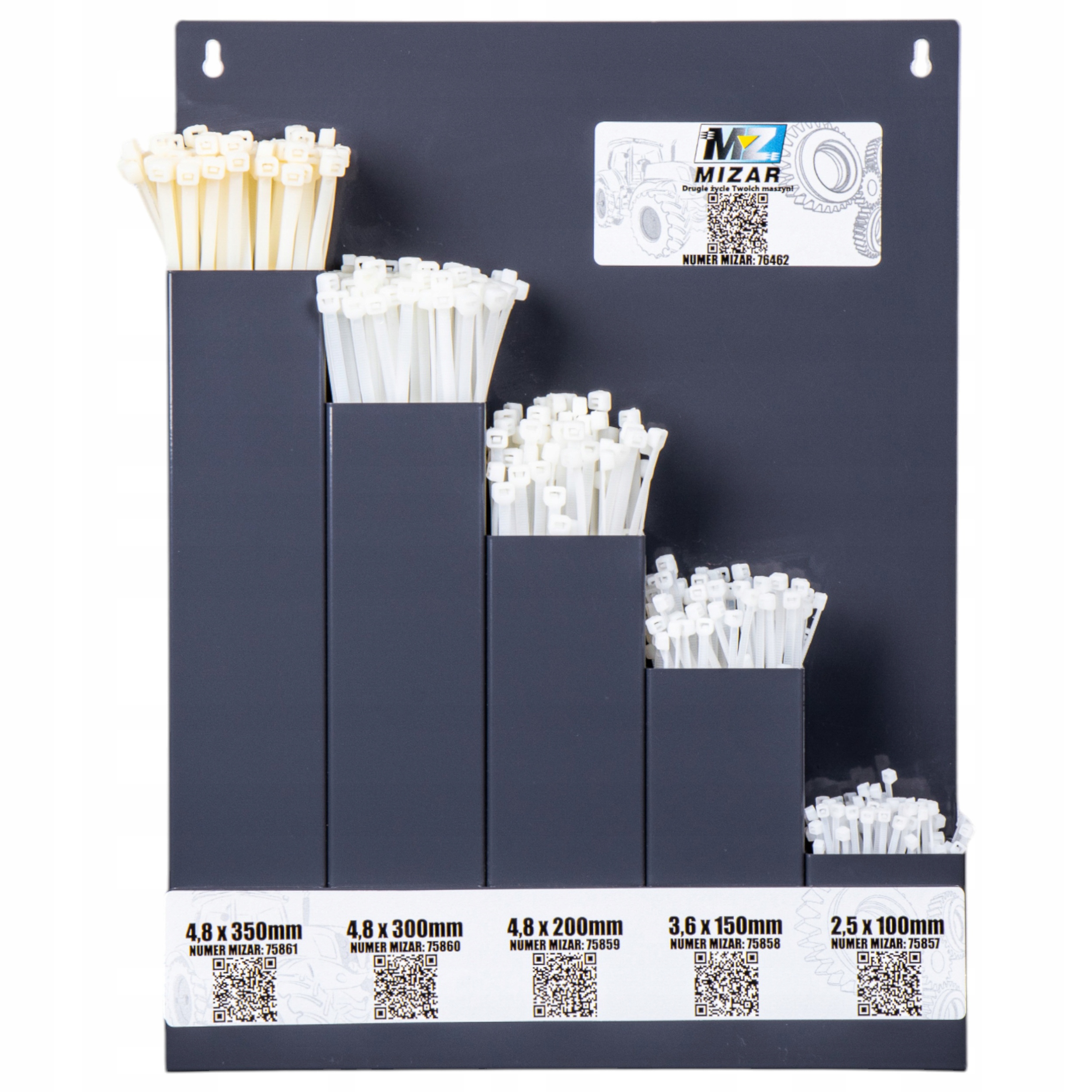 OPASKI ZACISKOWE KABLOWE BIAŁE ZESTAW 500szt. organizer MIZAR trytytki EAN (GTIN) 5906067500000