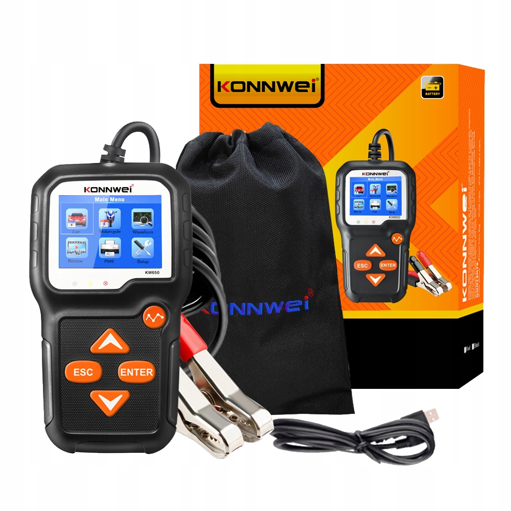 

Tester akumulatorów 6-12V Konnwei KW650 menu Pl