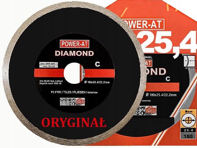 

Tarcza diamentowa 180x25,4 do płytek kafli glazury