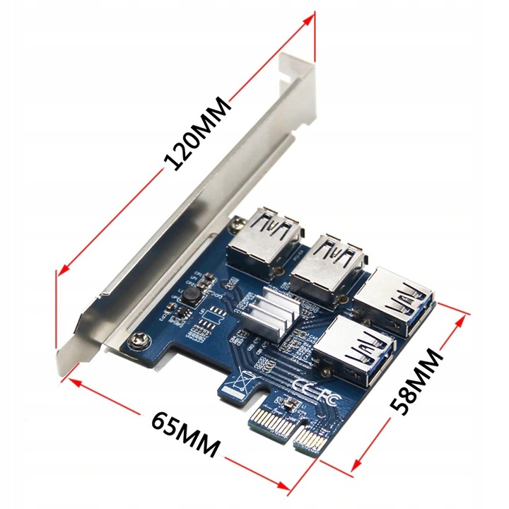 Adaptér Riser Pci-e 1x 4x Usb 3.0